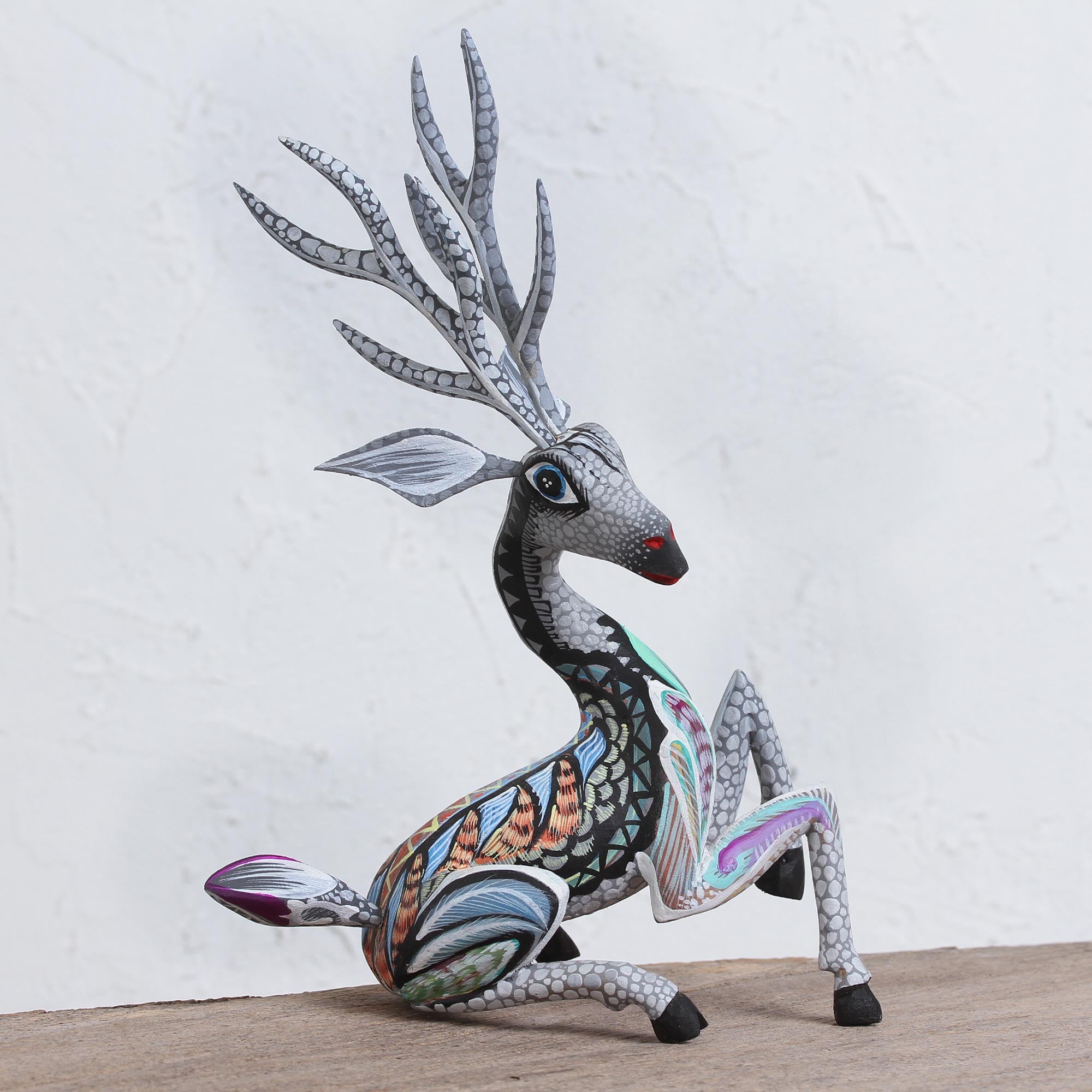 Premium Grey Deer Handcrafted Alebrije Sculpture – Authentic Mexican Art