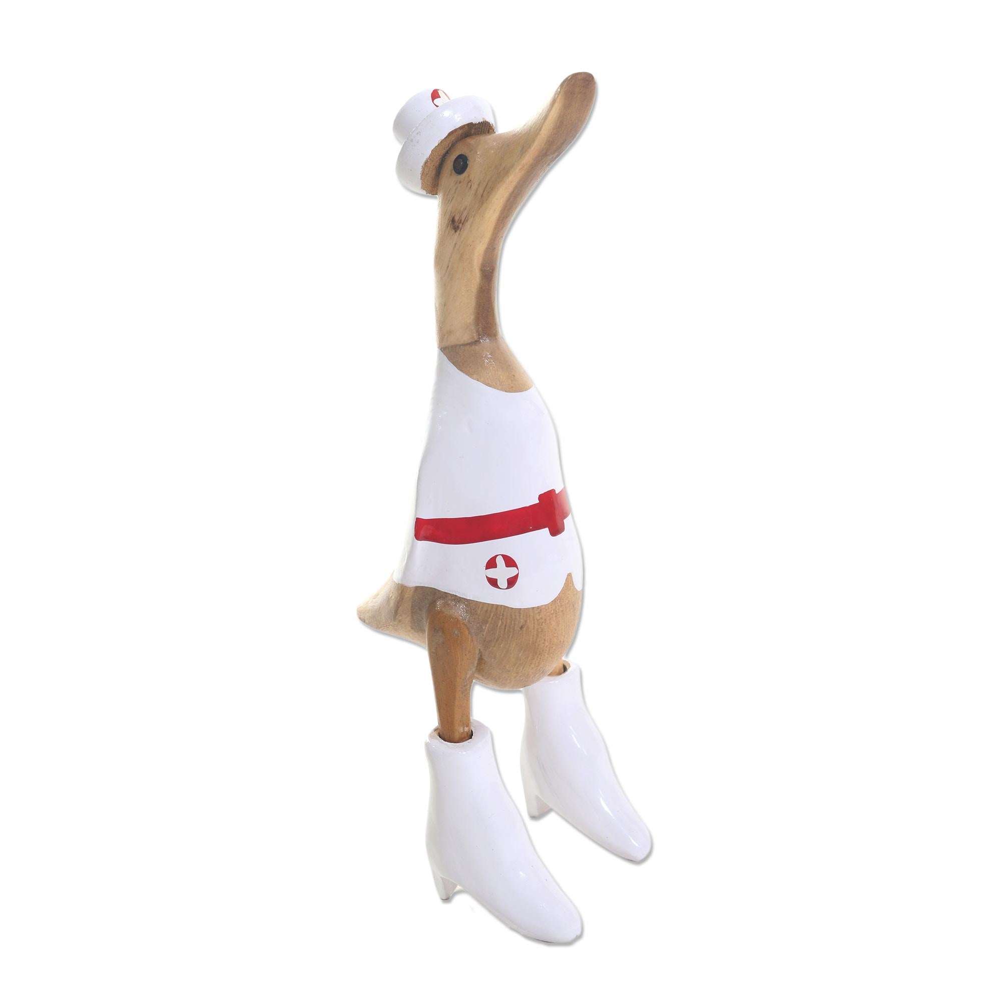 Premium Hand-Carved Nurse Duck Sculpture - Bamboo & Acacia Wood
