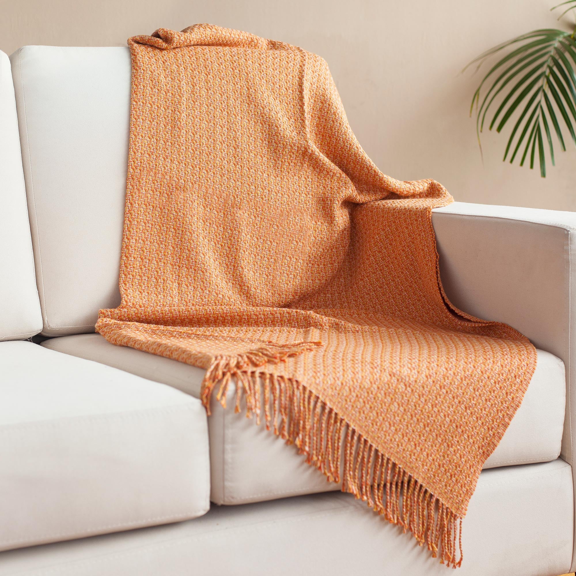 Premium Marigold Alpaca Blend Throw - Handcrafted in Peru