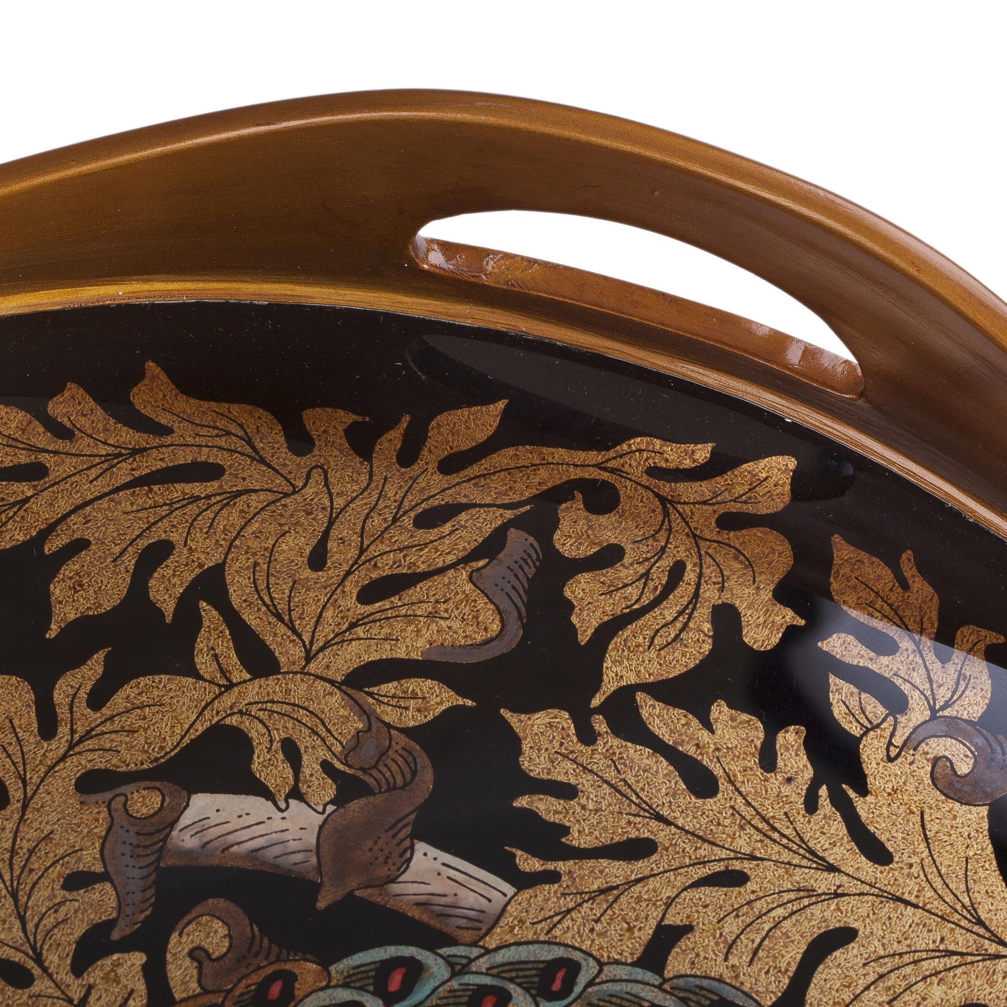 Premium Mystic Peacock Reverse-Painted Glass Tray – Handcrafted in Peru