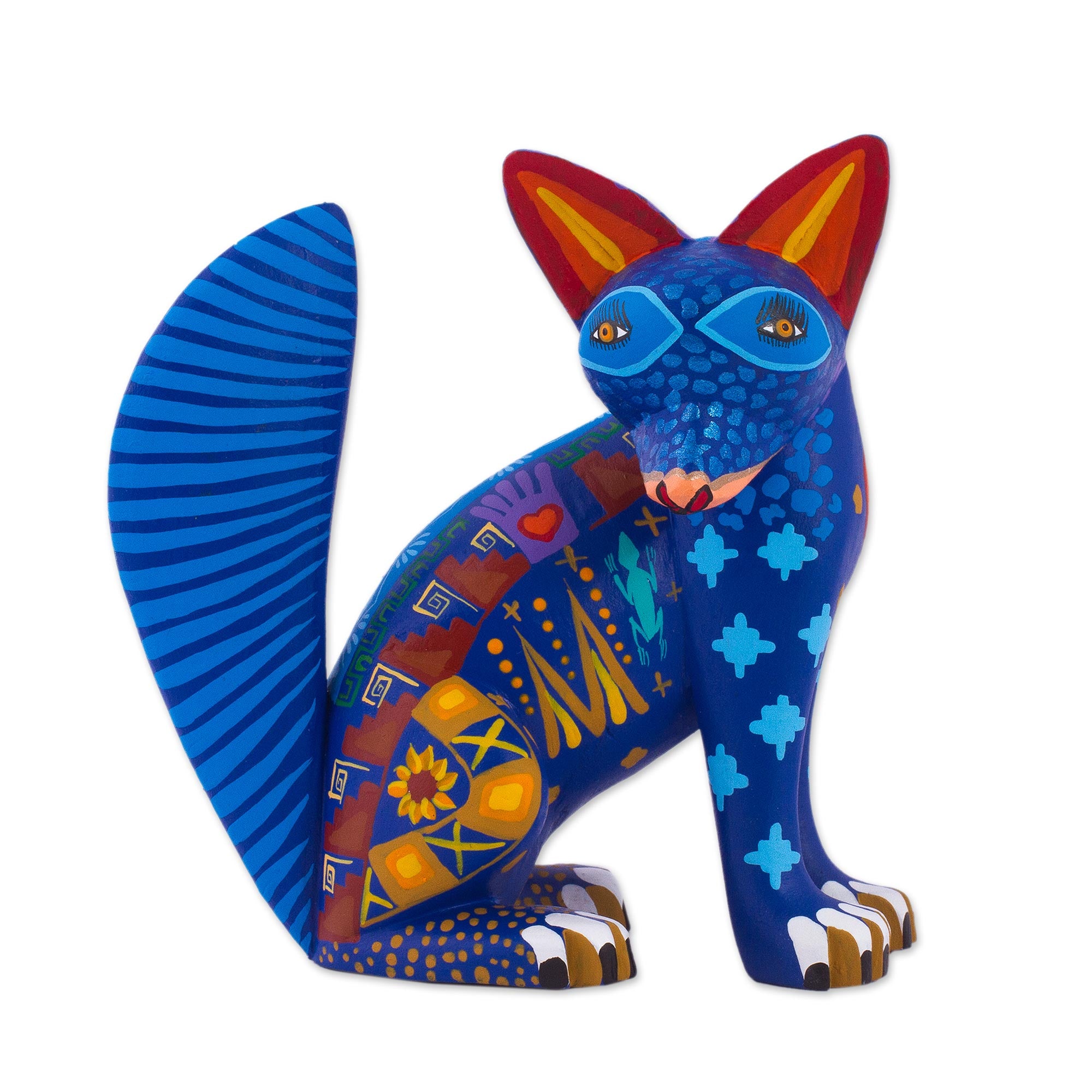 Premium Zapotec Coyote Wood Sculpture - Handcrafted Alebrije Art