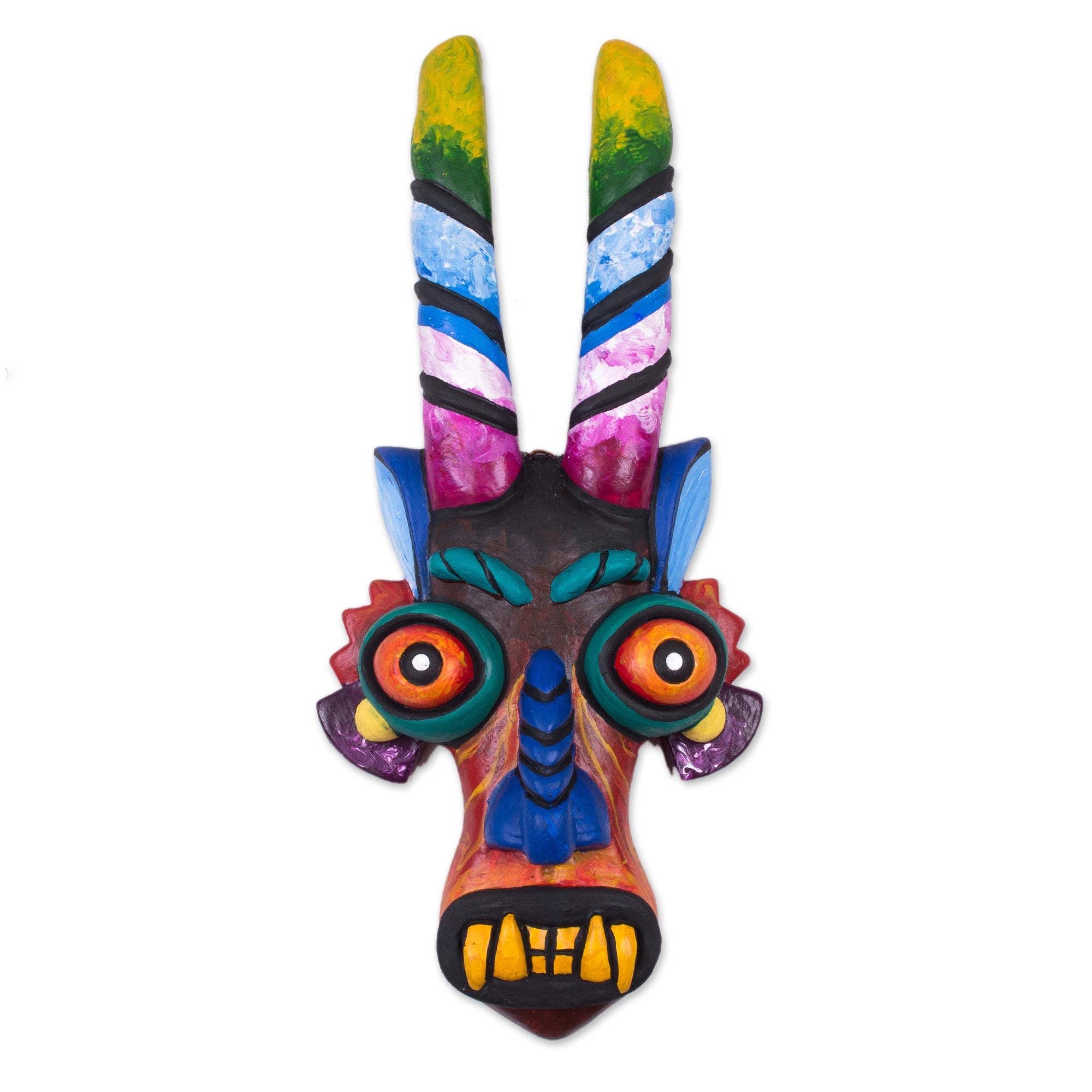 Premium Handcrafted Devil Mask Wall Art - Vibrant Peruvian Ceramic Decor