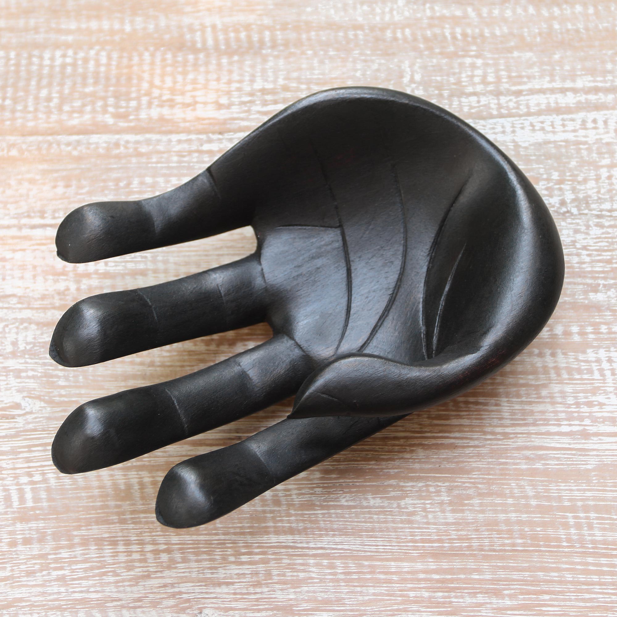 Premium Black Palm Wood Hand Sculpture - Artisan-Crafted Home Decor from Indonesia