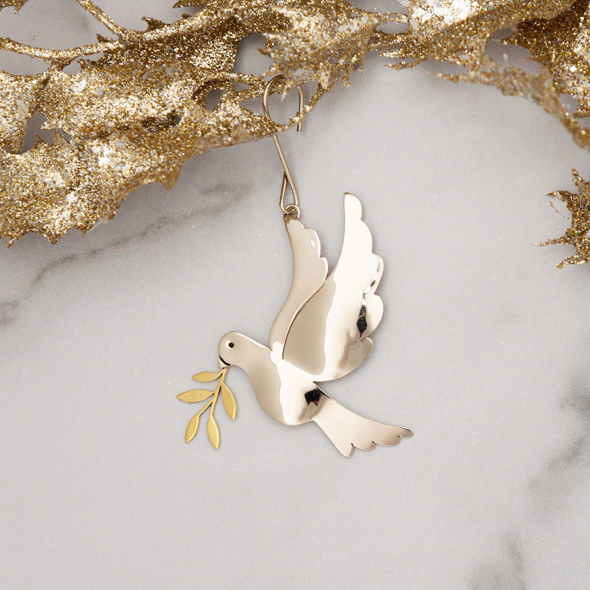 Premium Mixed Metals Bird Ornament - Handcrafted Holiday Charm