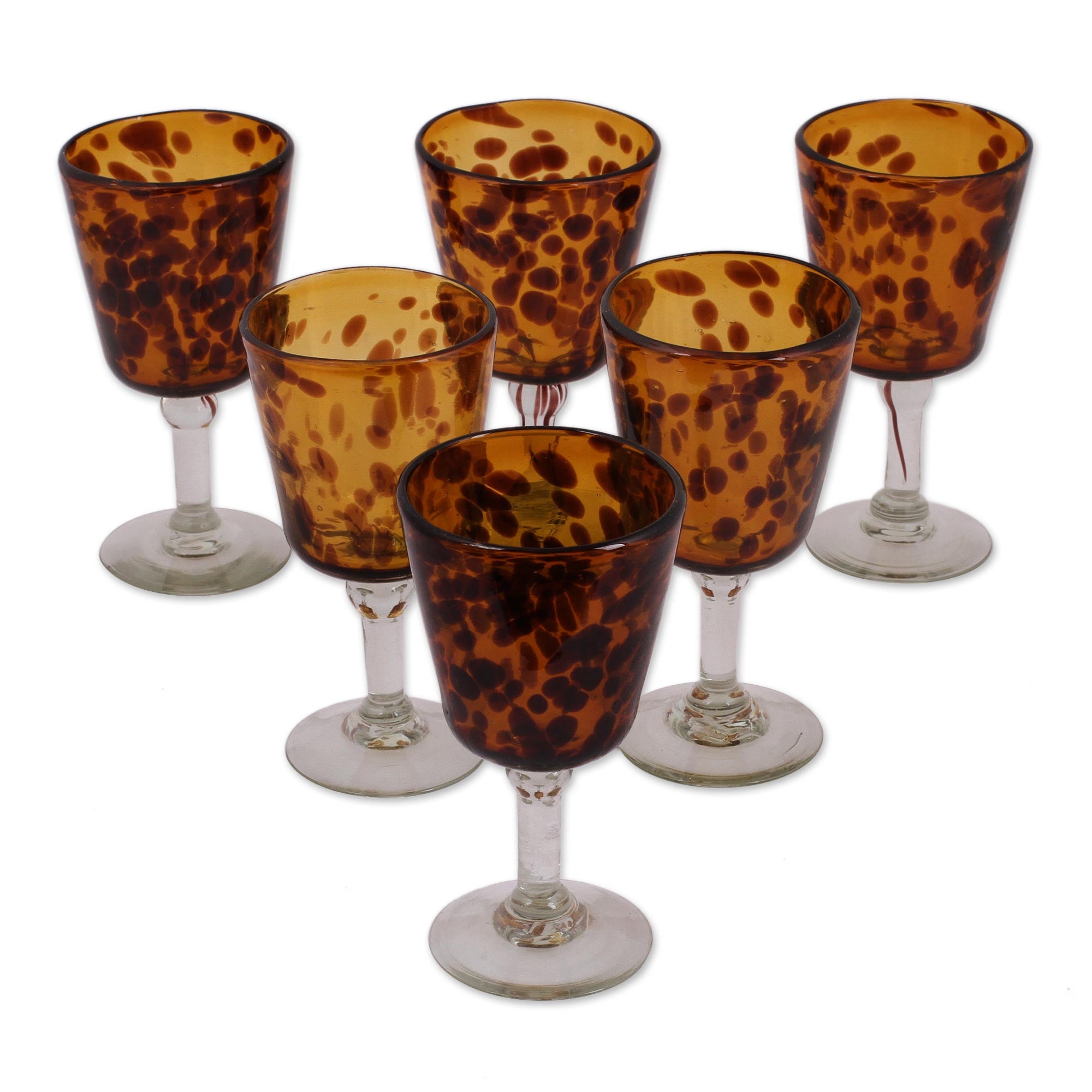 Premium Tortoise Shell Handblown Wine Glasses Set of 6 – Artisan Crafted in Mexico