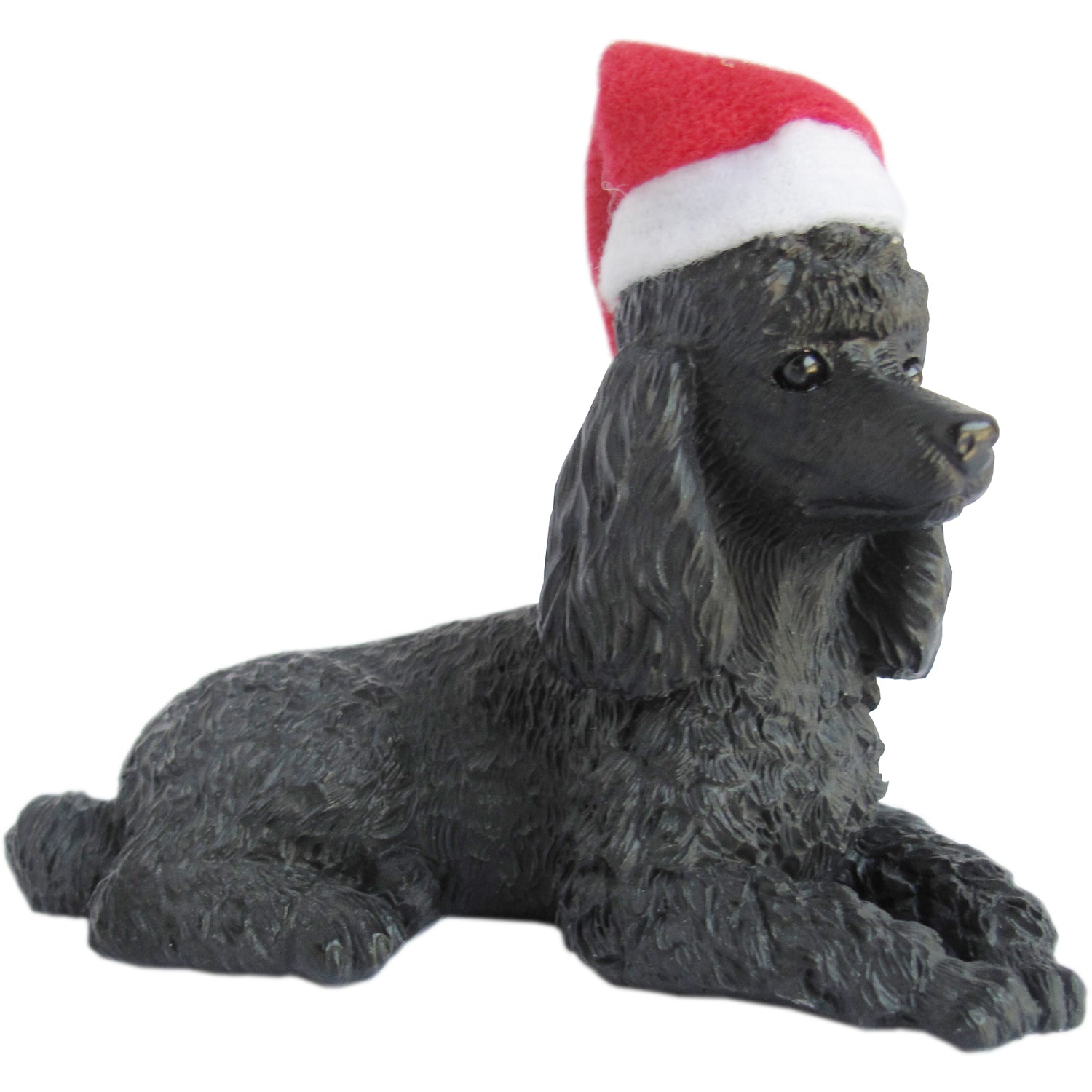 Premium Hand-Painted Black Poodle Christmas Ornament with Santa Hat