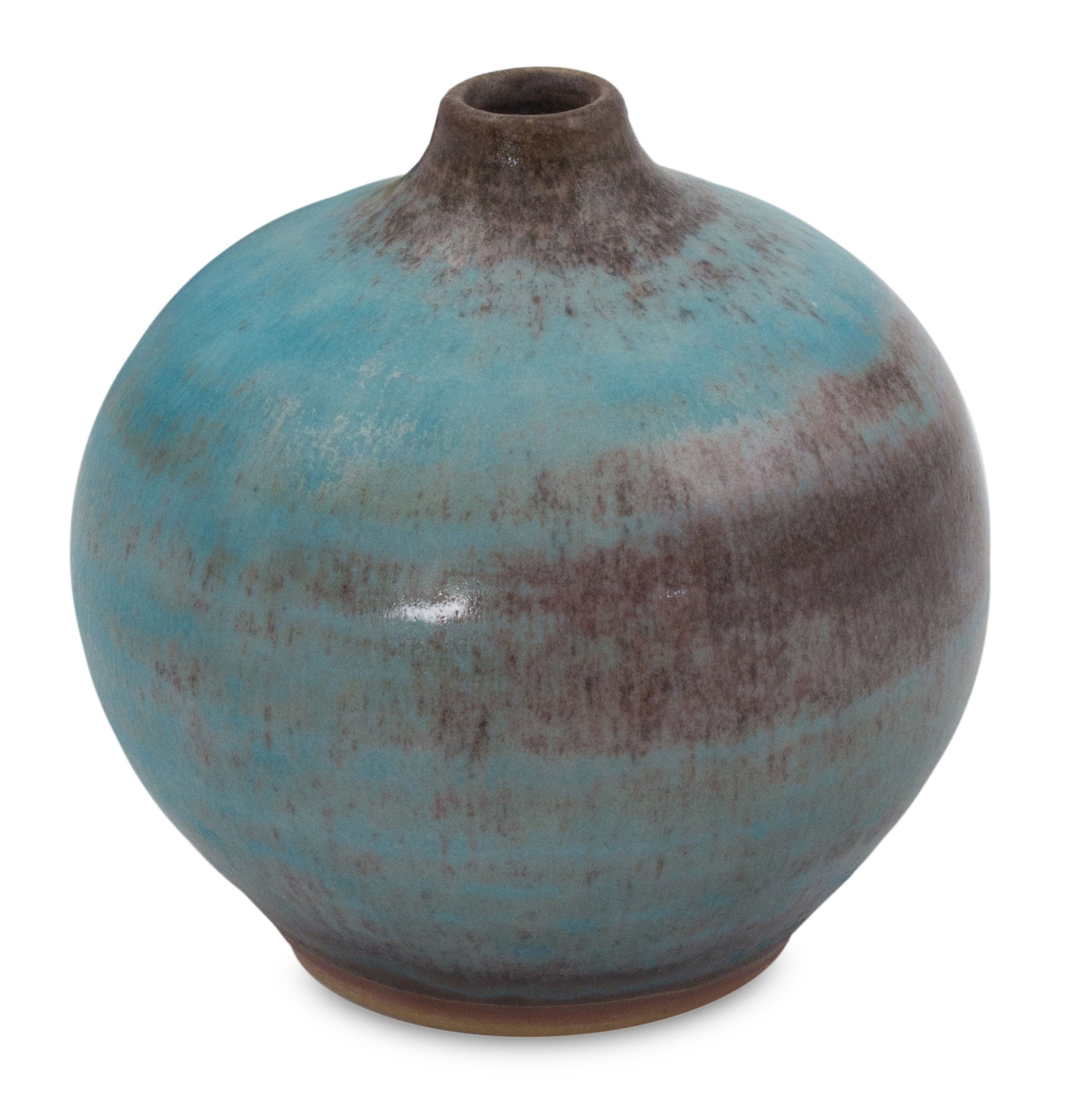 Premium Turquoise & Earth Tone Ceramic Vase - Handmade Antique Design