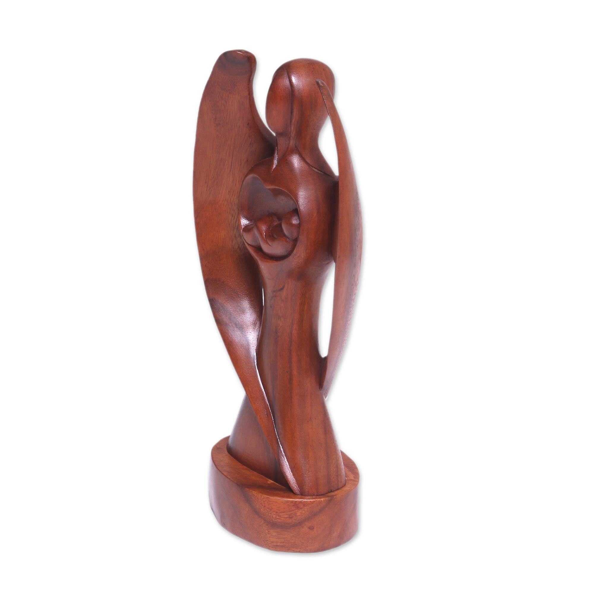 Premium Hand-Carved Suar Wood Baby Guardian Angel Sculpture - Ultimate Symbol of Protection