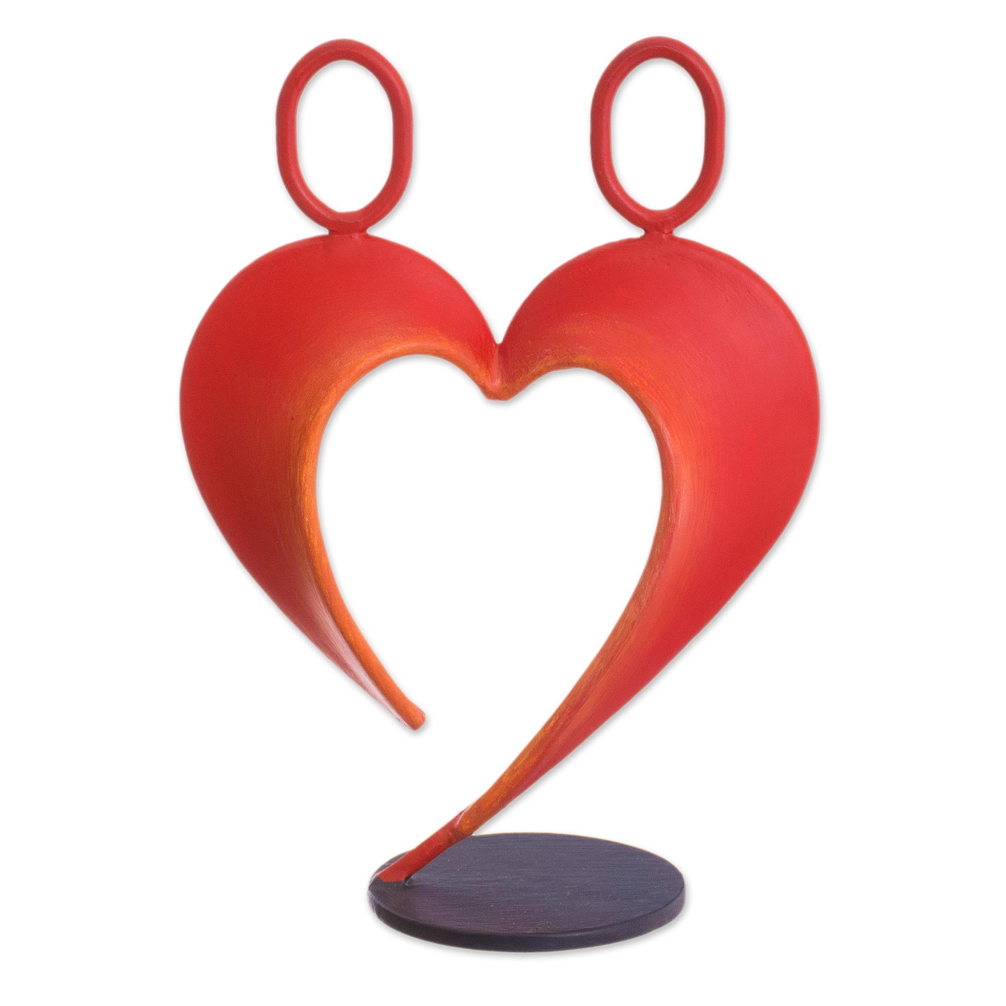 Premium Red Abstract Steel Heart Sculpture - Handcrafted Romantic Art from Peru