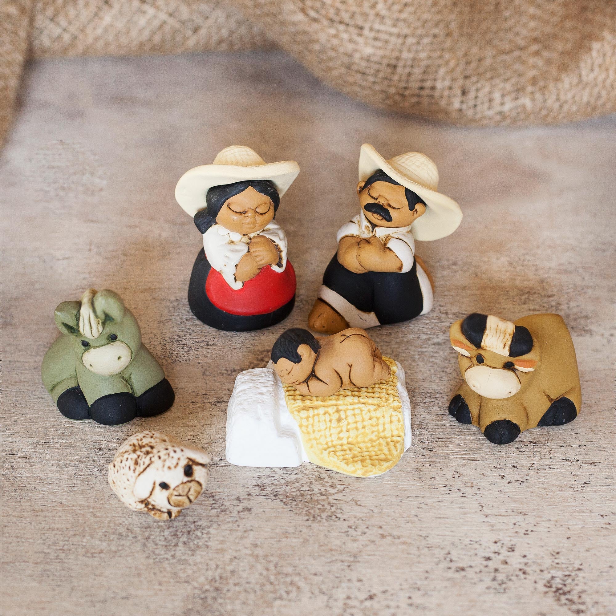 Premium Characato Born Artisan Crafted Peruvian Nativity Scene - Set of 7