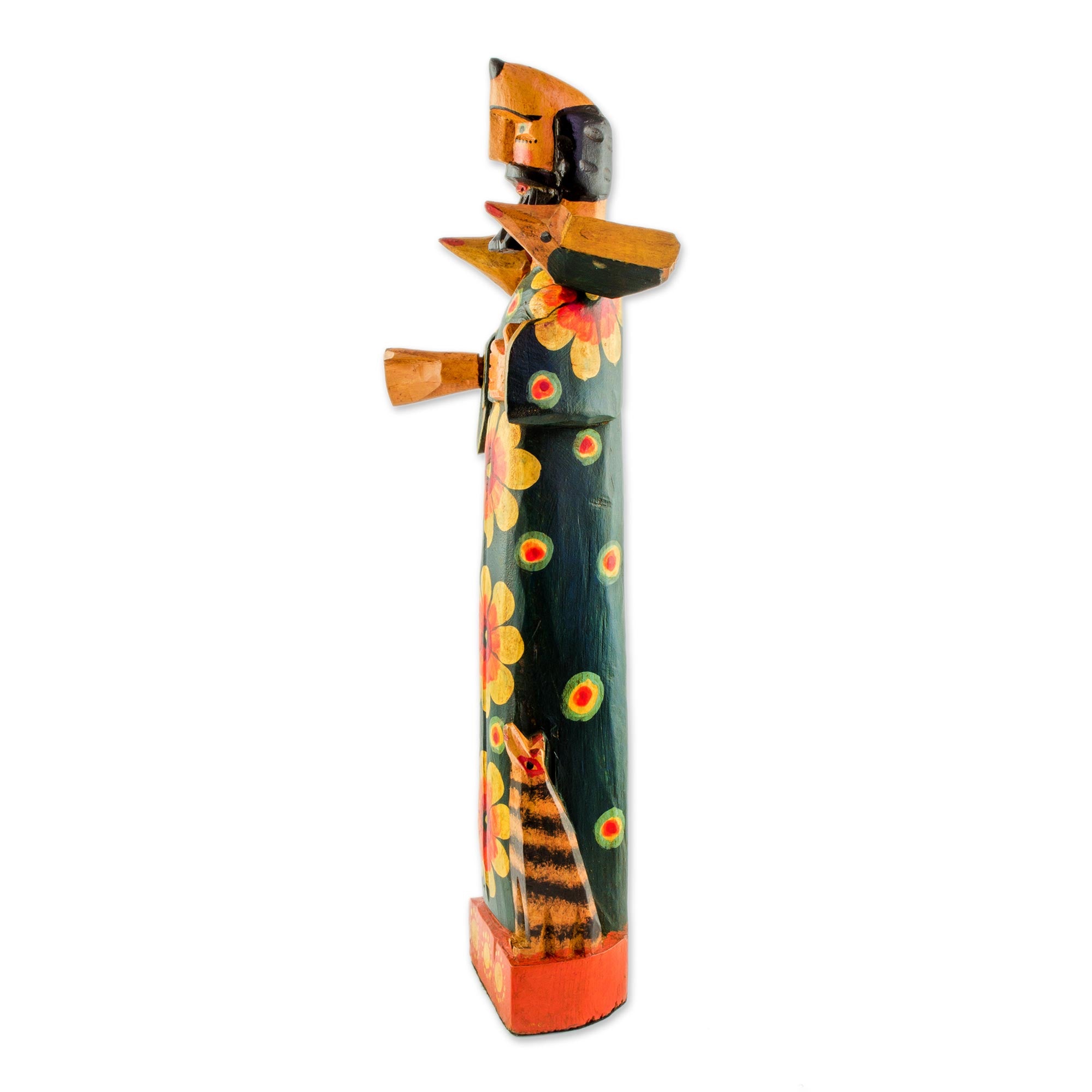 Premium Hand-Painted Saint Francis Pinewood Sculpture with Removable Birds