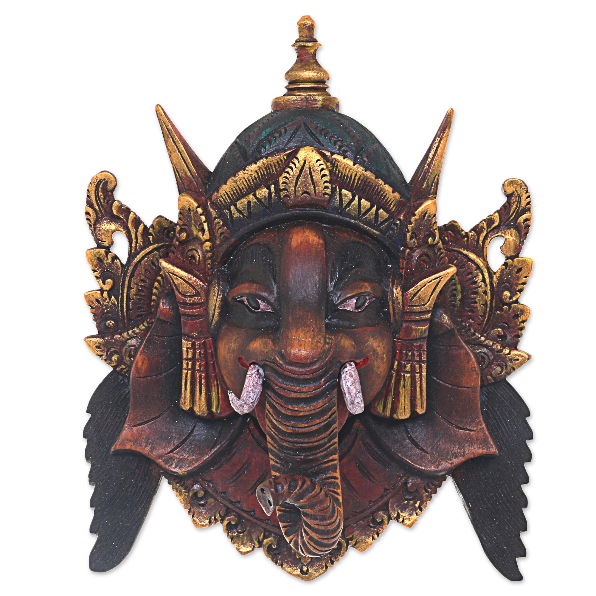 Premium Handcrafted Acacia Wood Ganesha Mask - Ultimate Bali Wall Art