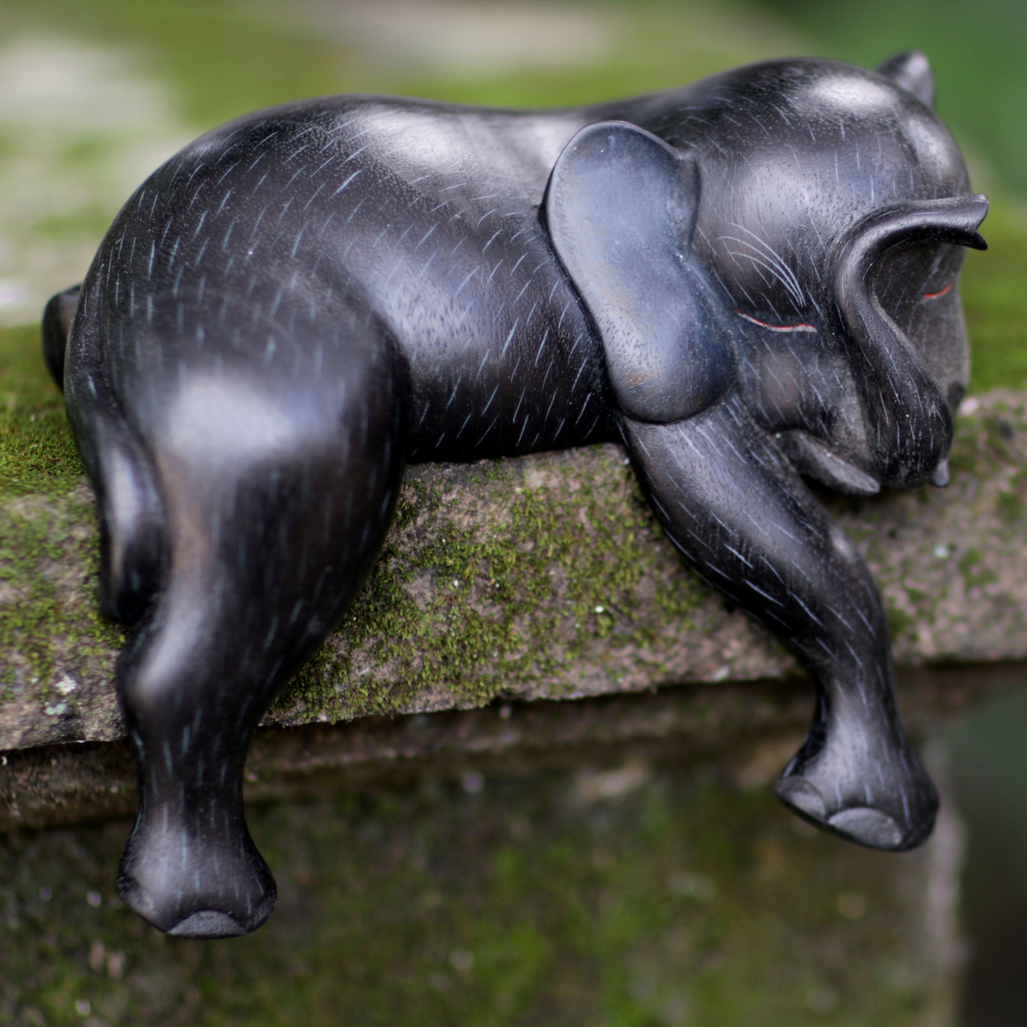 Premium Handcrafted Suar Wood Elephant Sculpture - Exotic Indonesian Art