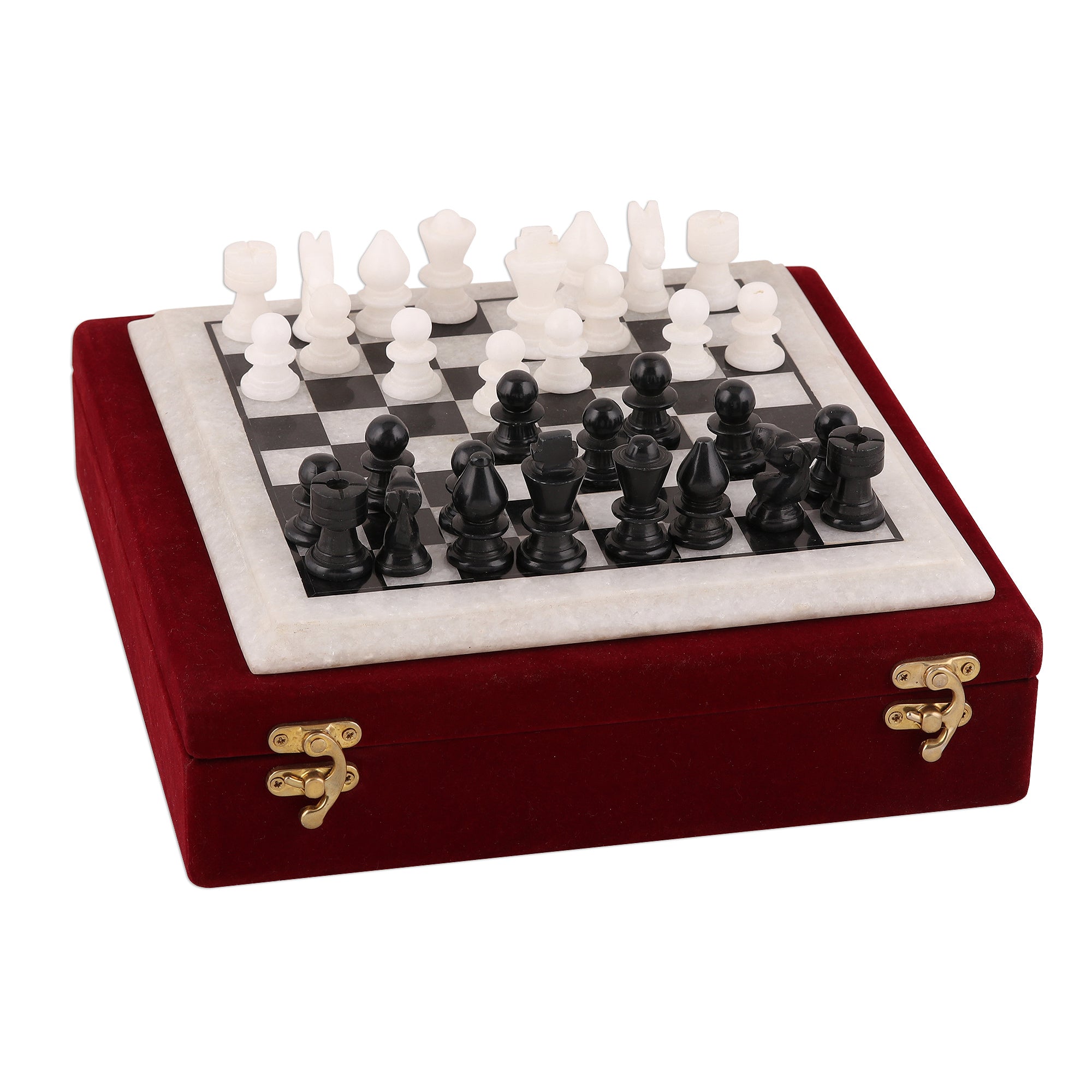Premium Royal Leisure Handcrafted Black & White Marble Chess Set - Ultimate Home & Travel Accessory