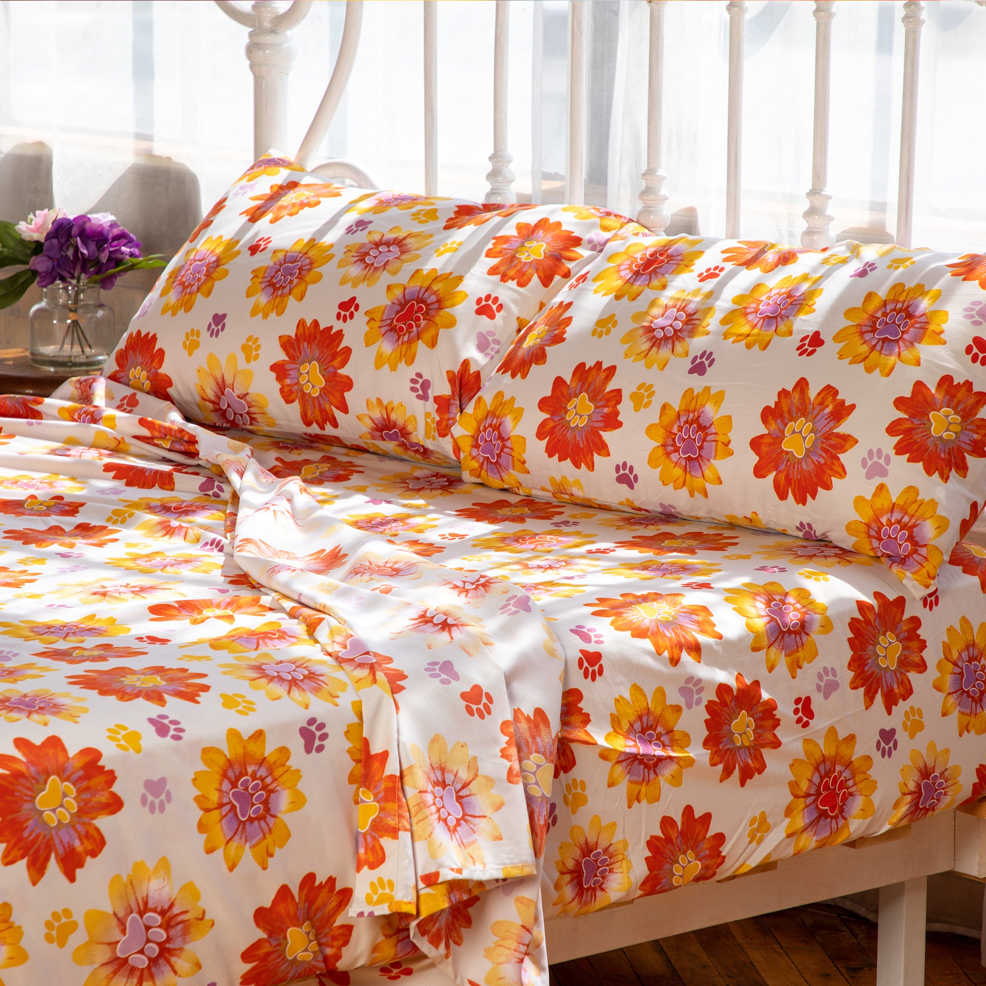 Premium Retro Paws Microfiber Luxury Sheet Set
