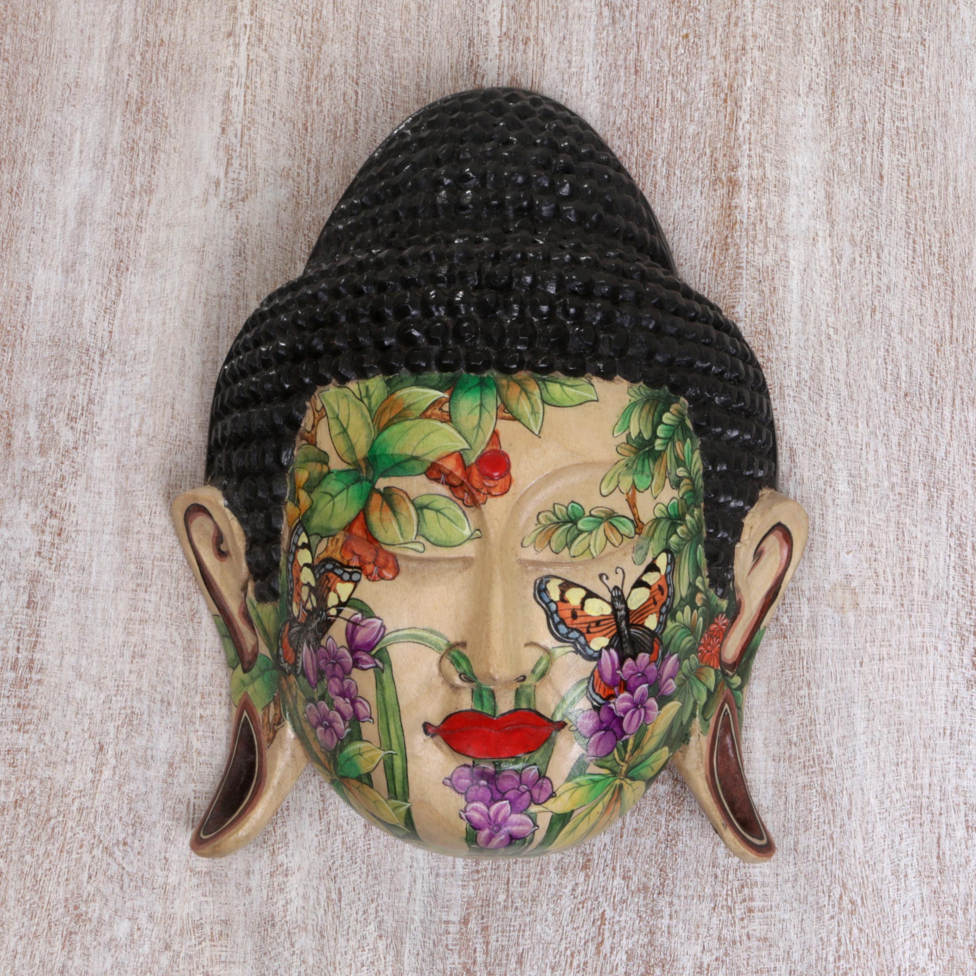 Premium Morning Glory Wooden Buddha Mask