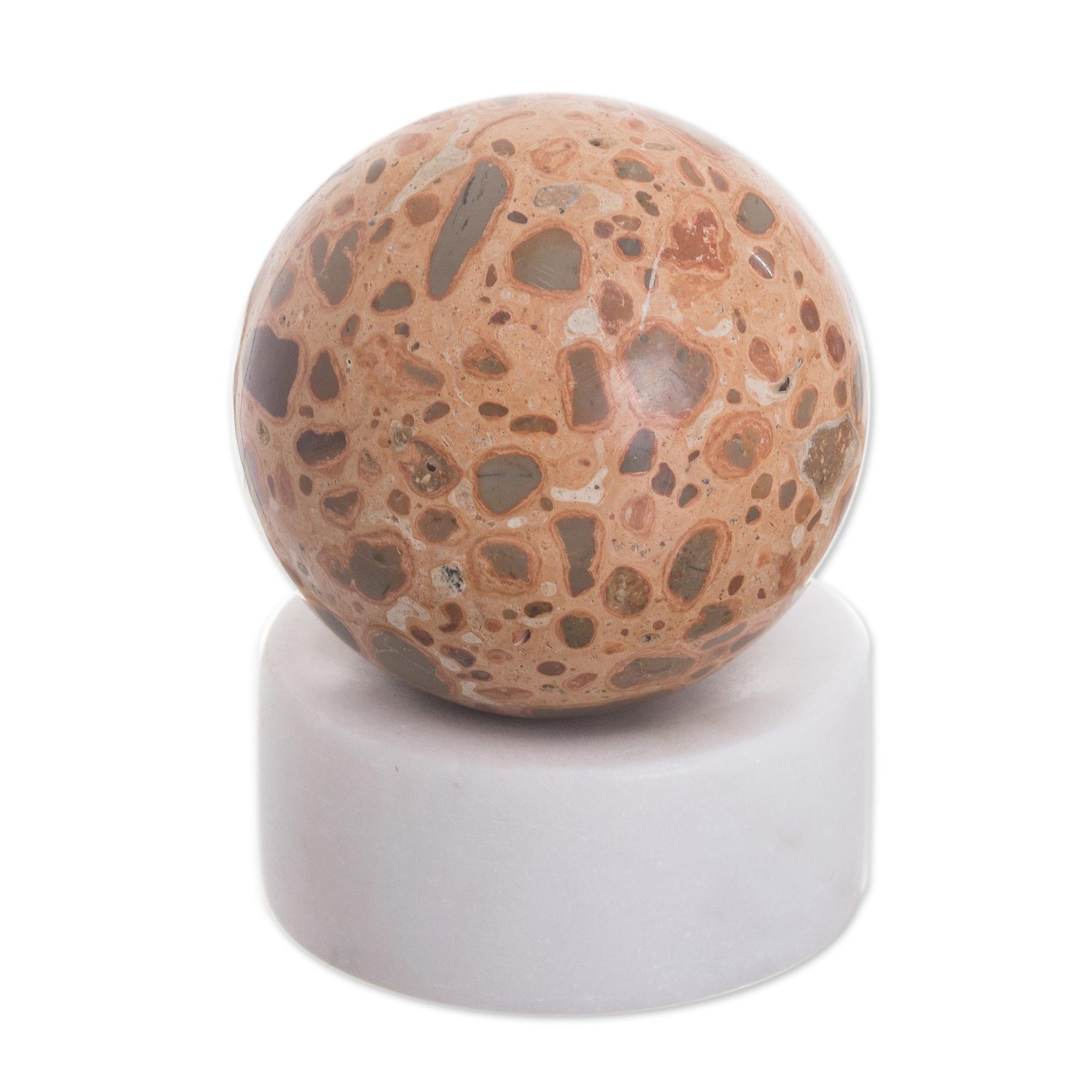 Premium Leopardite Planet Gemstone Figurine – Handcrafted Modern Art Piece