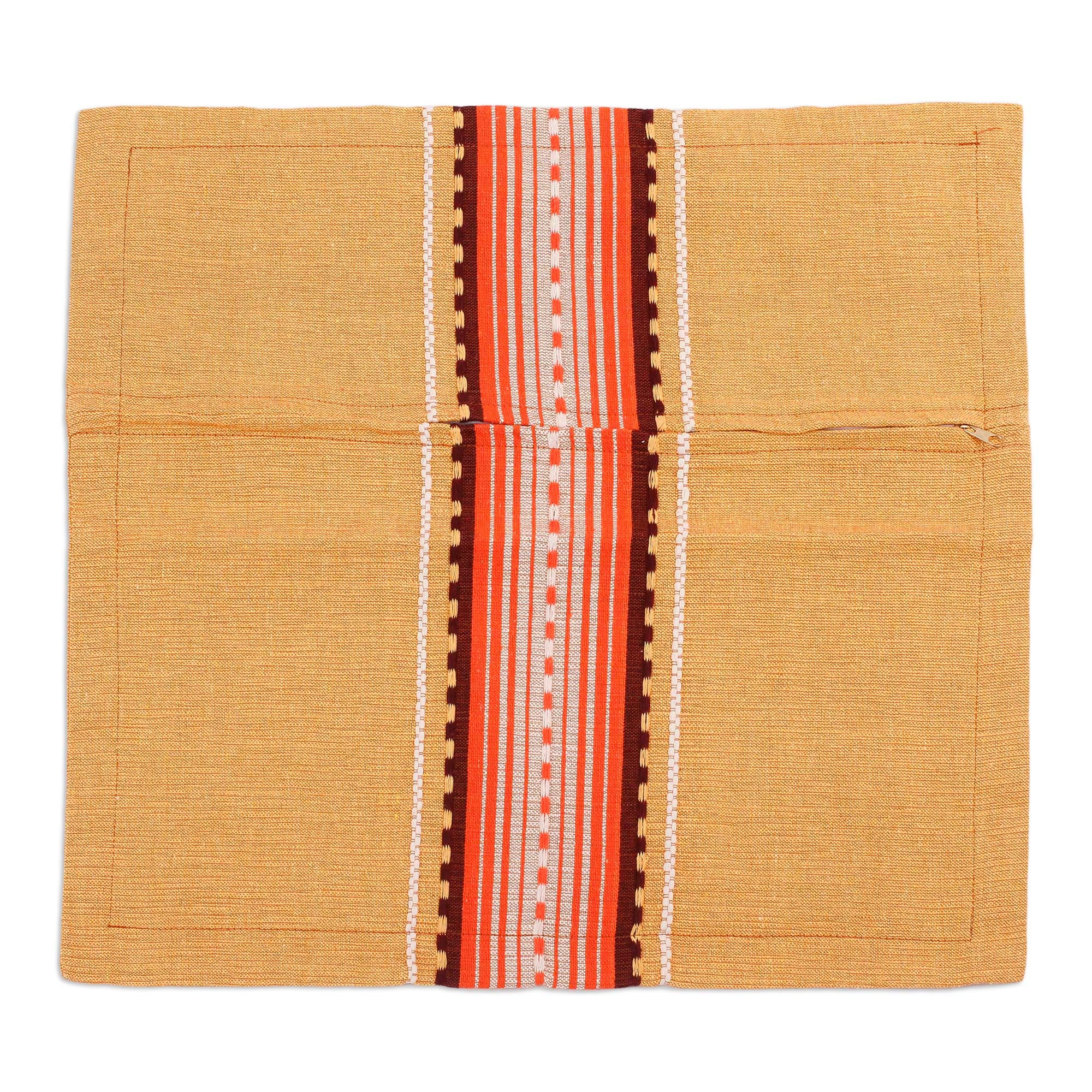 Premium Handwoven Brown Cotton Eco-Friendly Pillow Cover 'Amber History' – Upgrade Your Home Decor