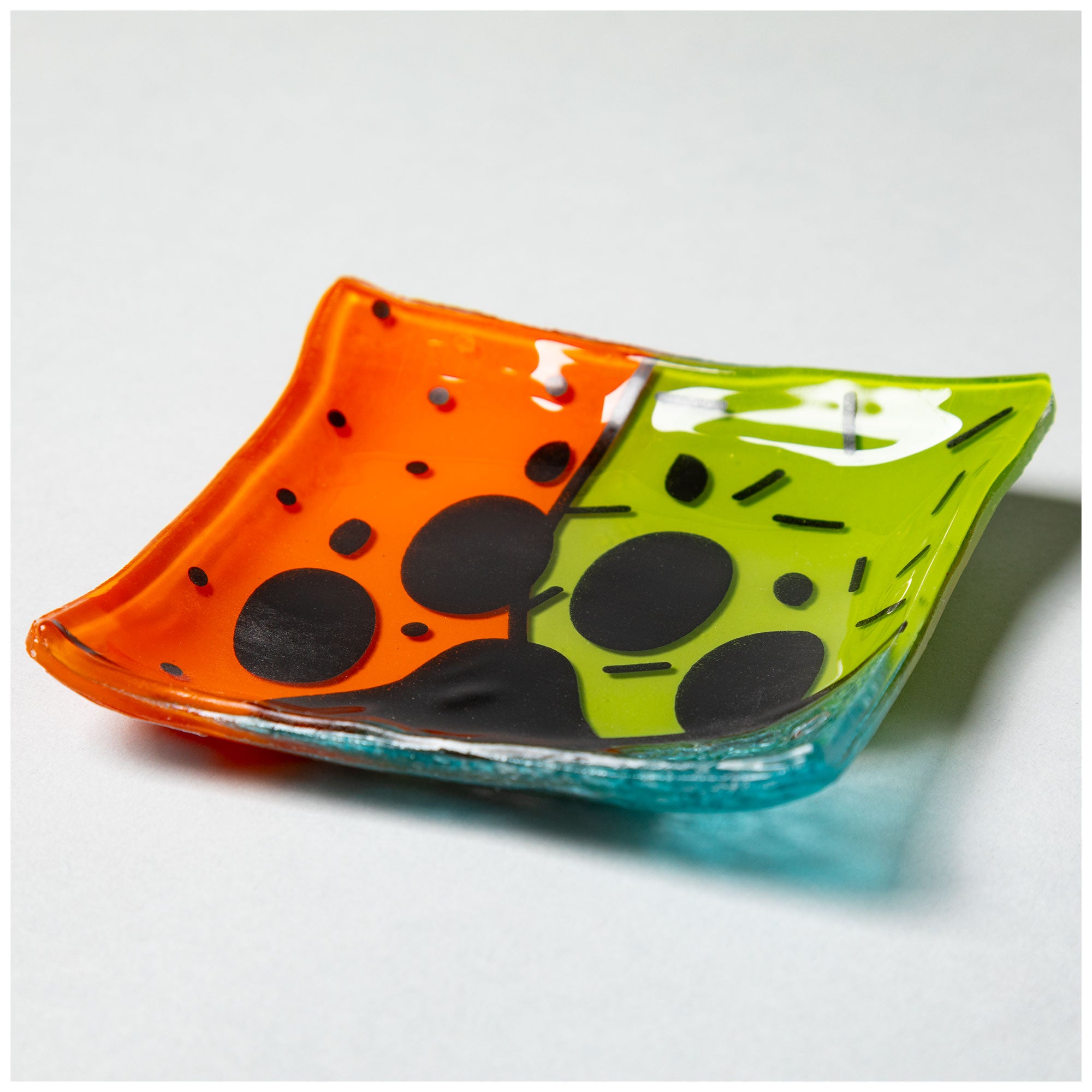 Premium Hand-Painted Recycled Glass Paw Print Dish