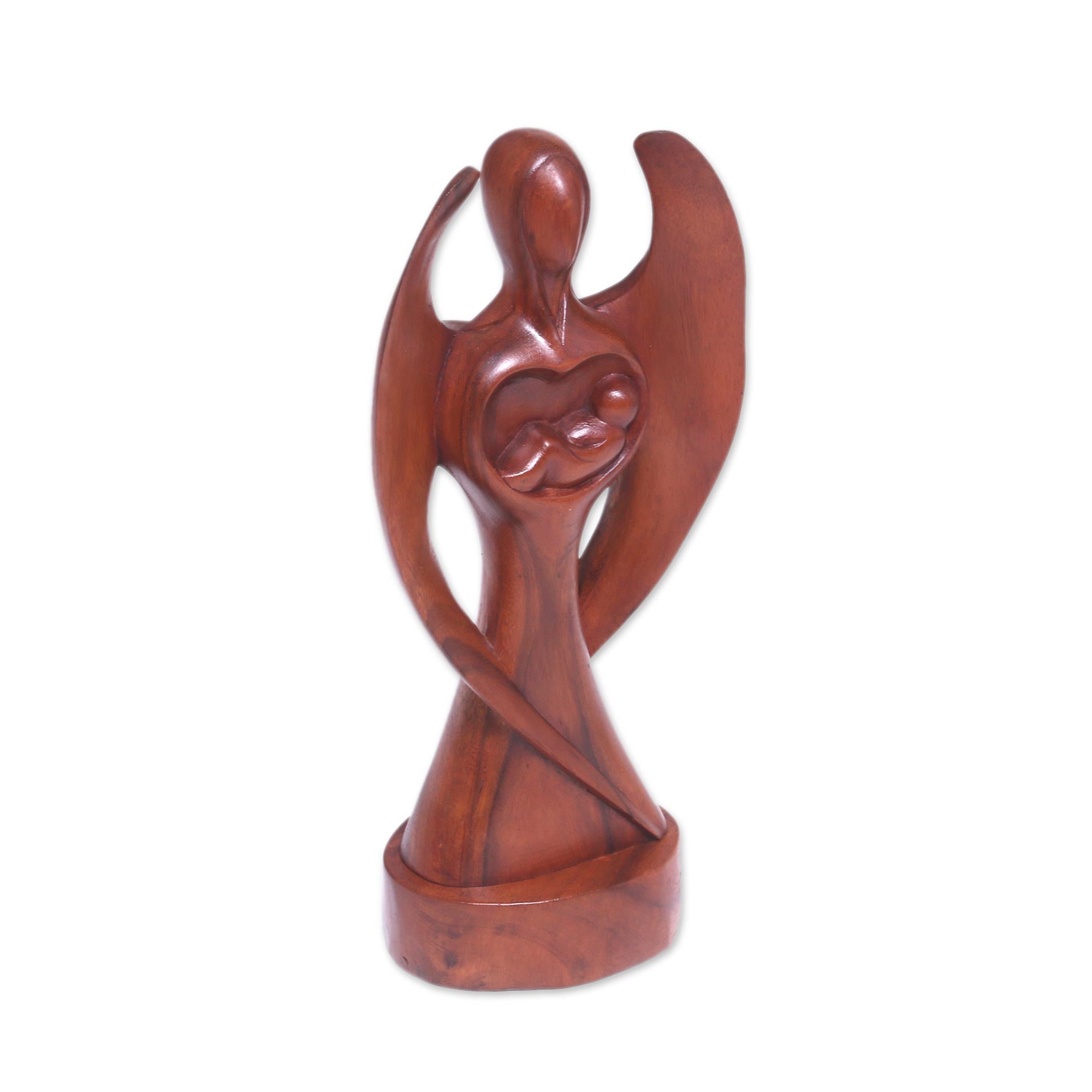 Premium Hand-Carved Suar Wood Baby Guardian Angel Sculpture - Ultimate Symbol of Protection