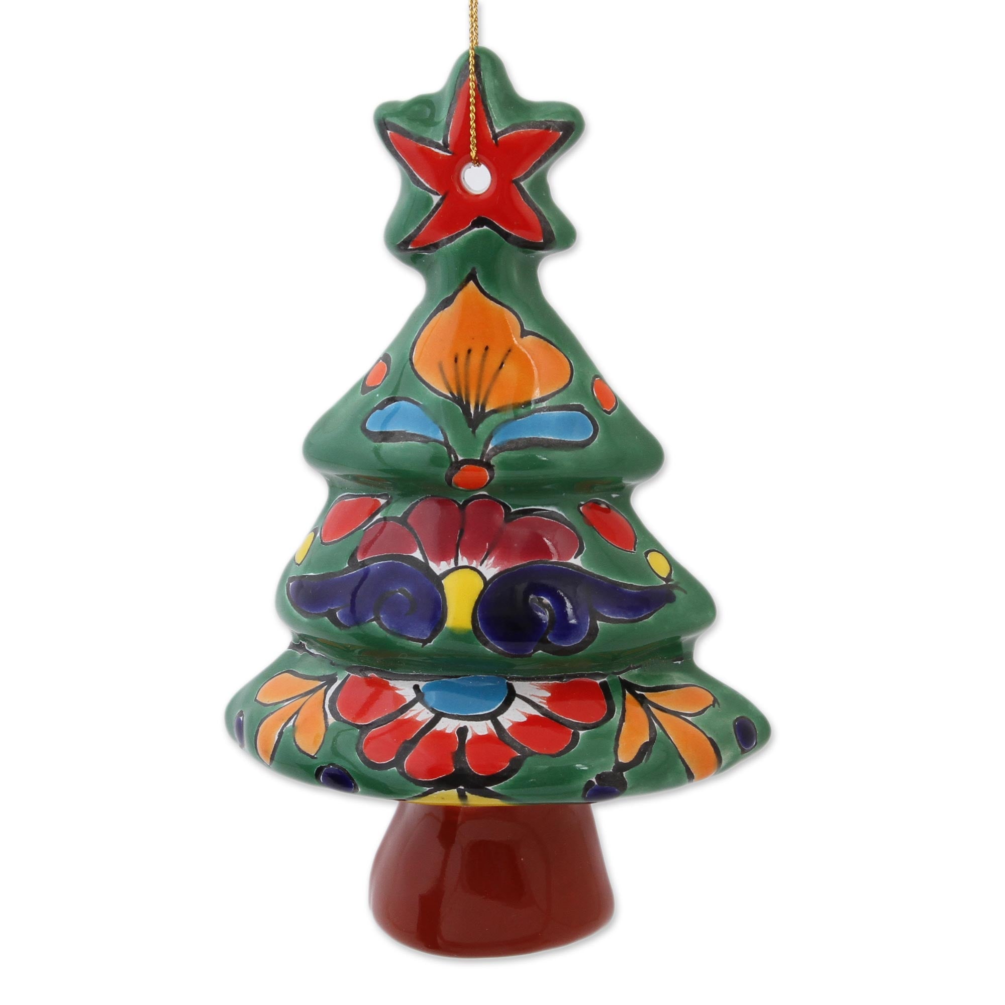 Premium Talavera Floral Ceramic Christmas Ornaments - Handcrafted Pair from Mexico