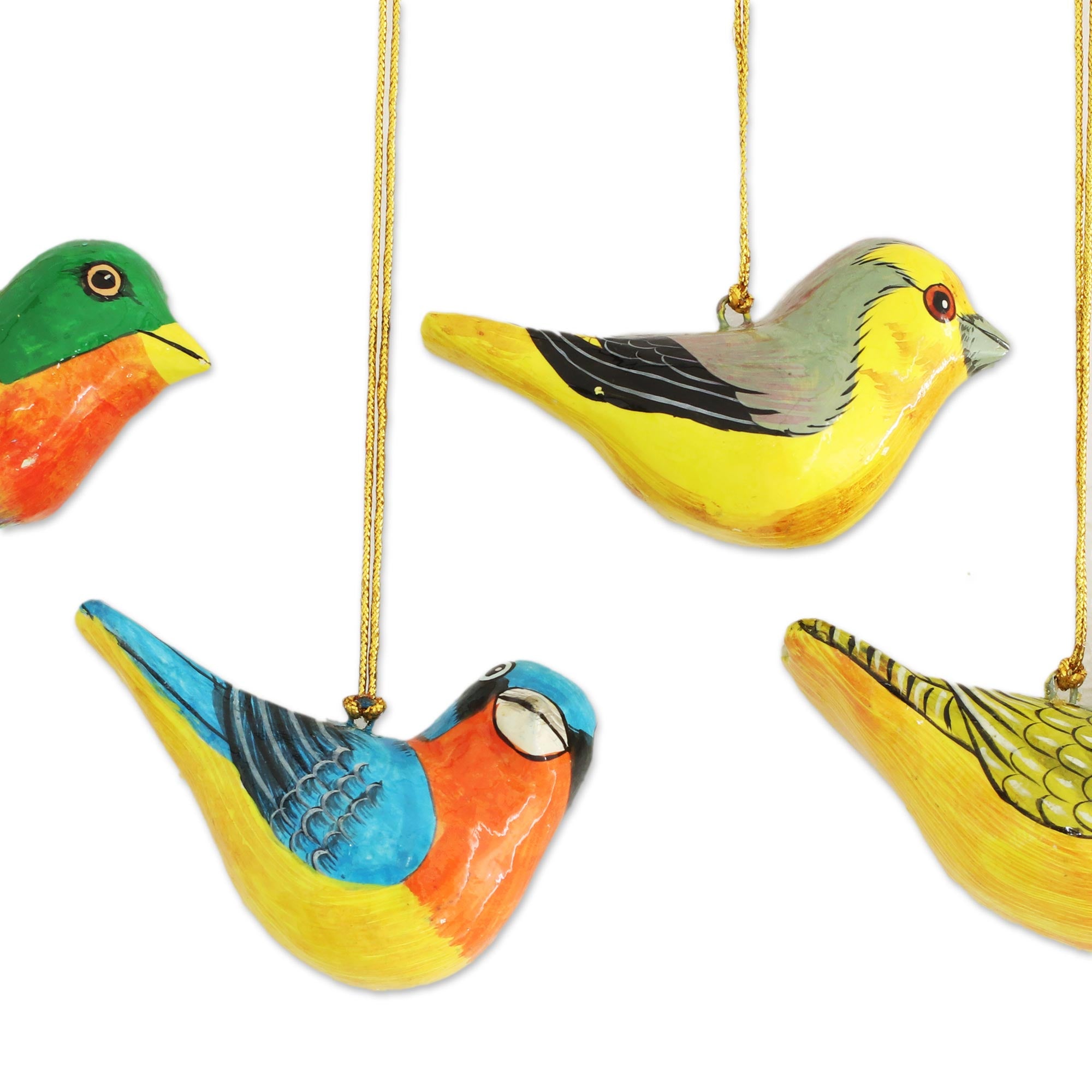 Premium Handcrafted Papier Mache Sparrow Ornaments – Vibrant Indian Artistry