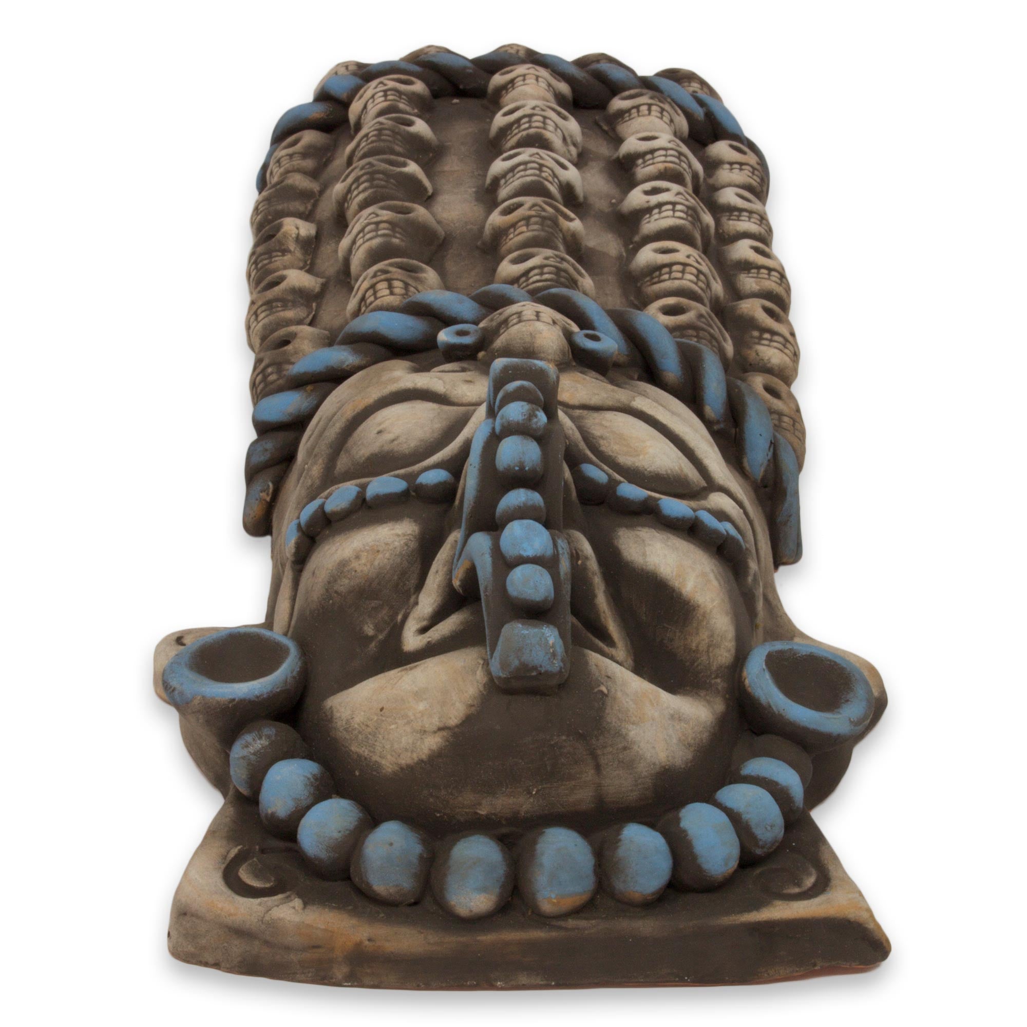 Premium Maya Tzompantli Skull Mask - Handcrafted Mexican Artisan Wall Decor