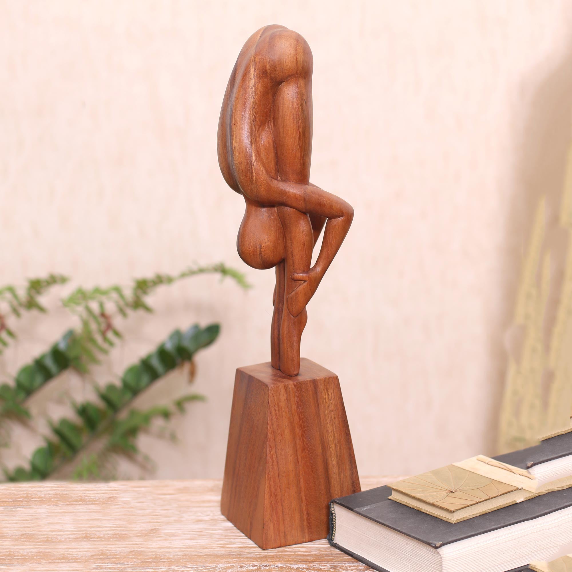 Premium Hand-Carved Suar Wood Yoga Sculpture – Ultimate Bali Art Piece