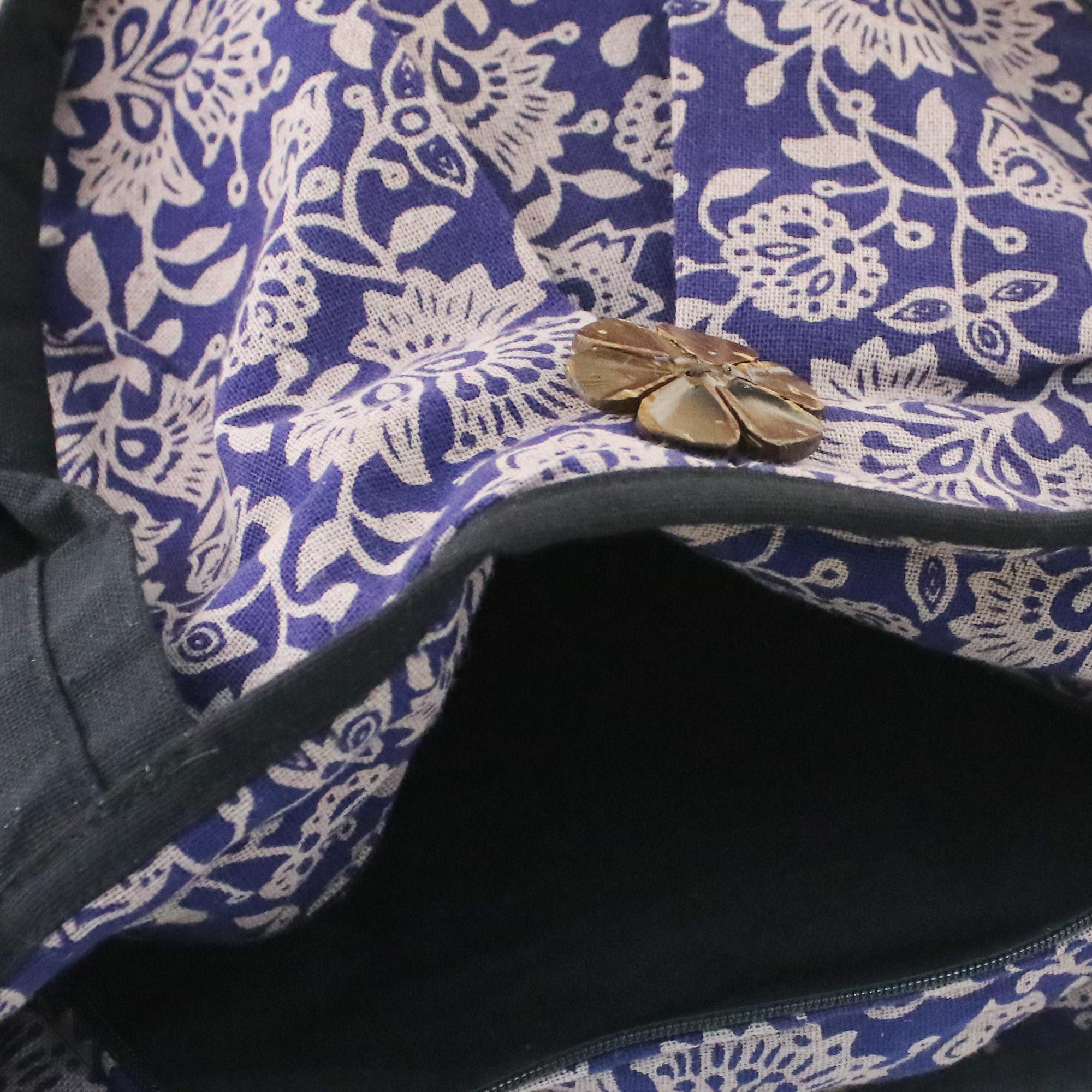 Premium Blue Cotton Handcrafted Shoulder Bag by Russamee Thepphanakit