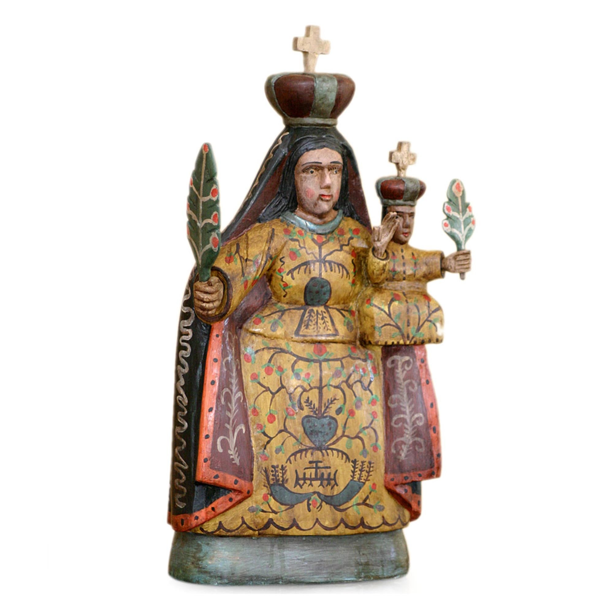 Premium Handcrafted Our Lady of Candelaria Wood Sculpture - Devotional Art Piece