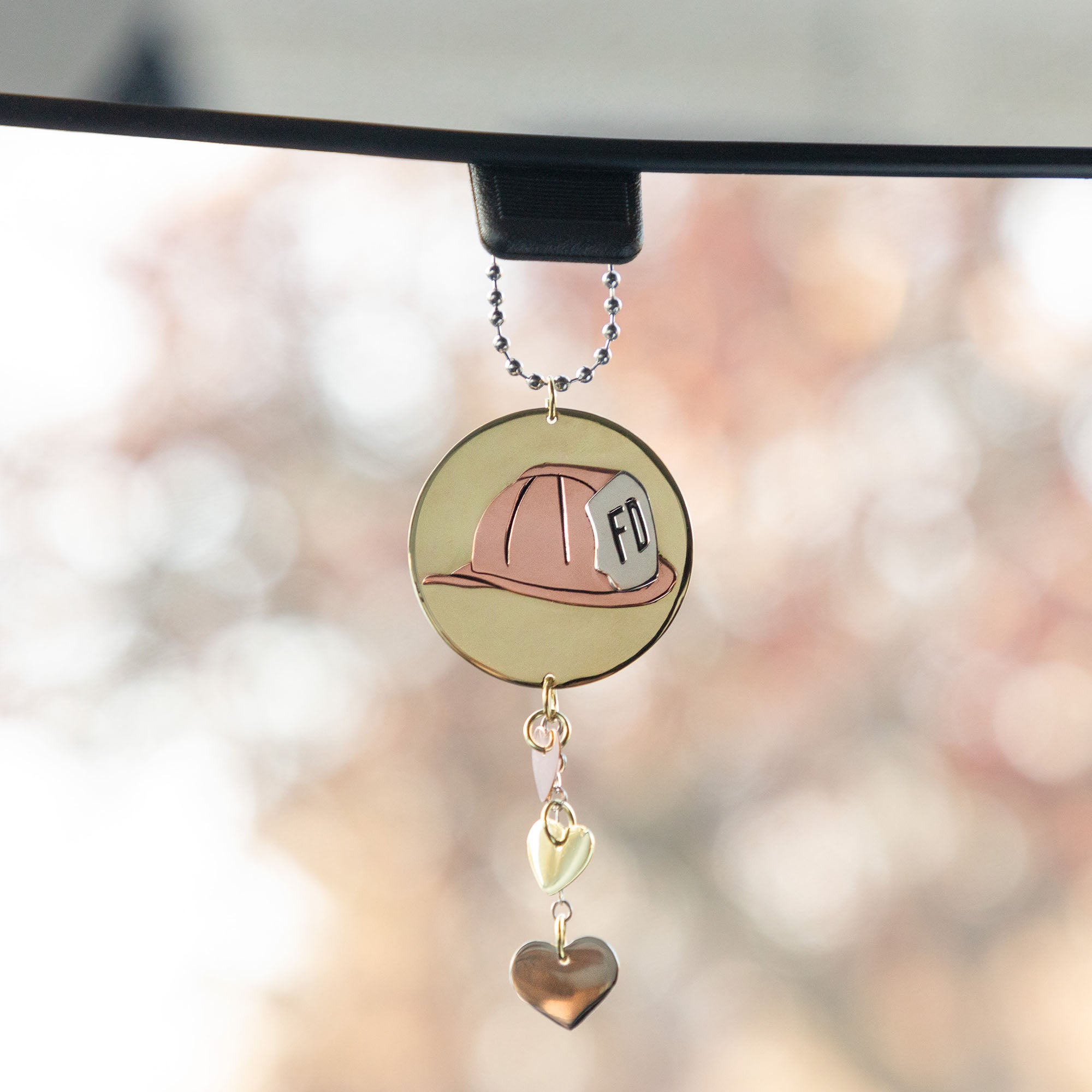 Premium Firefighter Mixed Metals Car Charm - Handcrafted Tribute