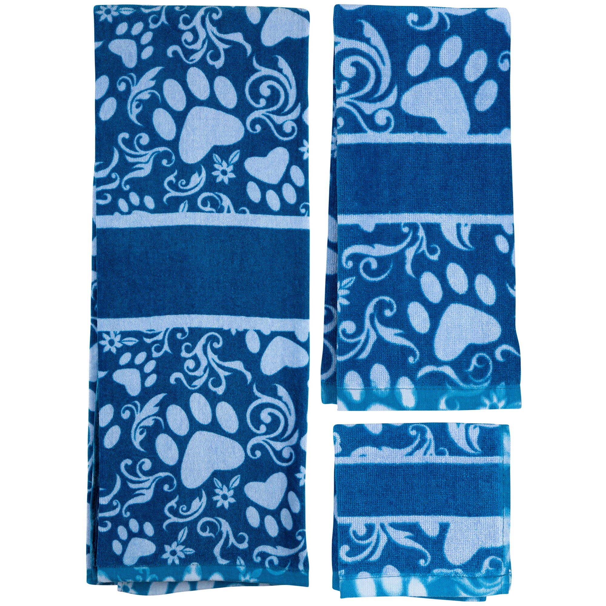 Premium Blue Paw Print Bath Towel - Ultimate Comfort for Pet Lovers