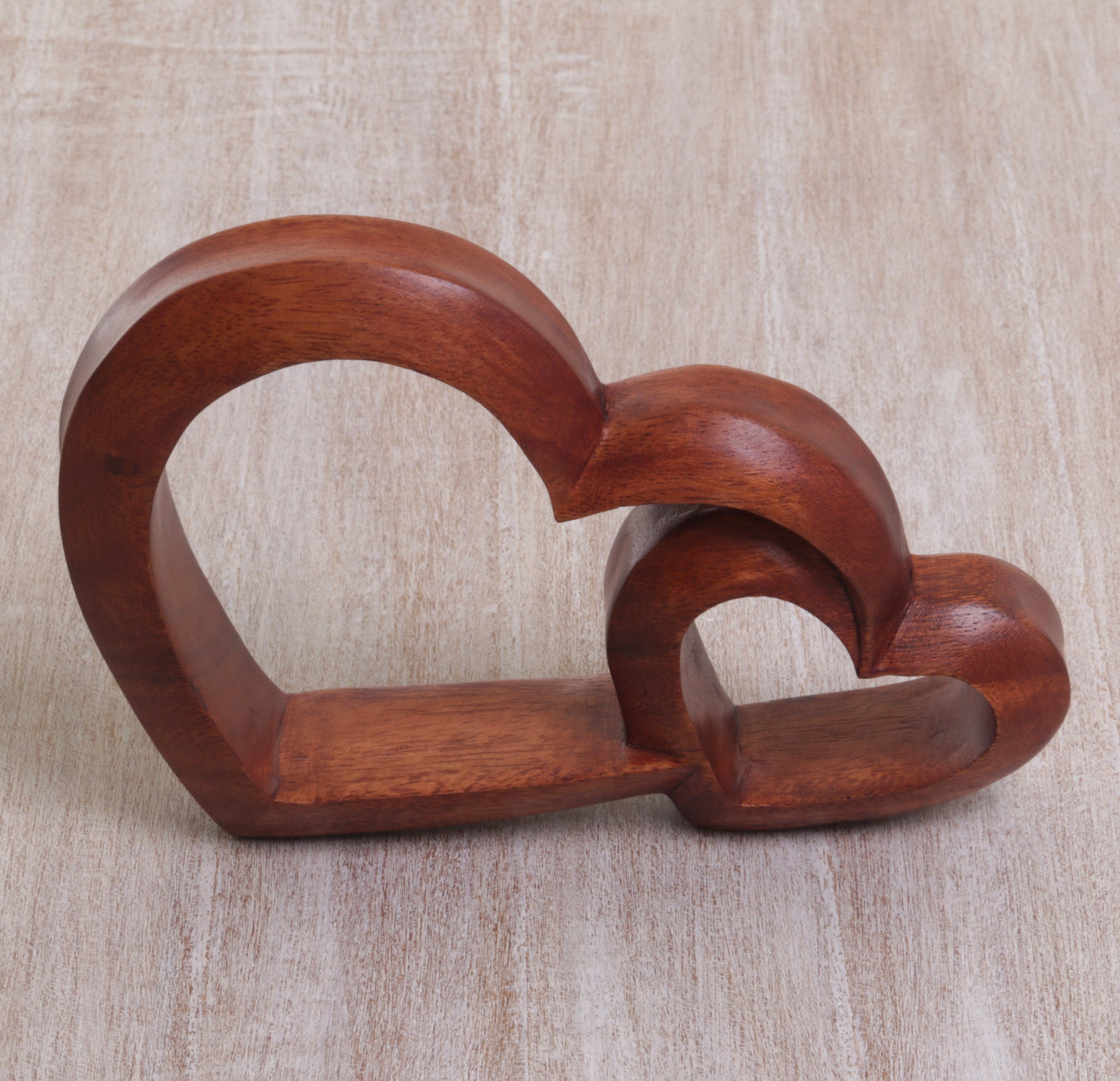 Premium Warm Hearts Wood Sculpture - Handcrafted Love Expression