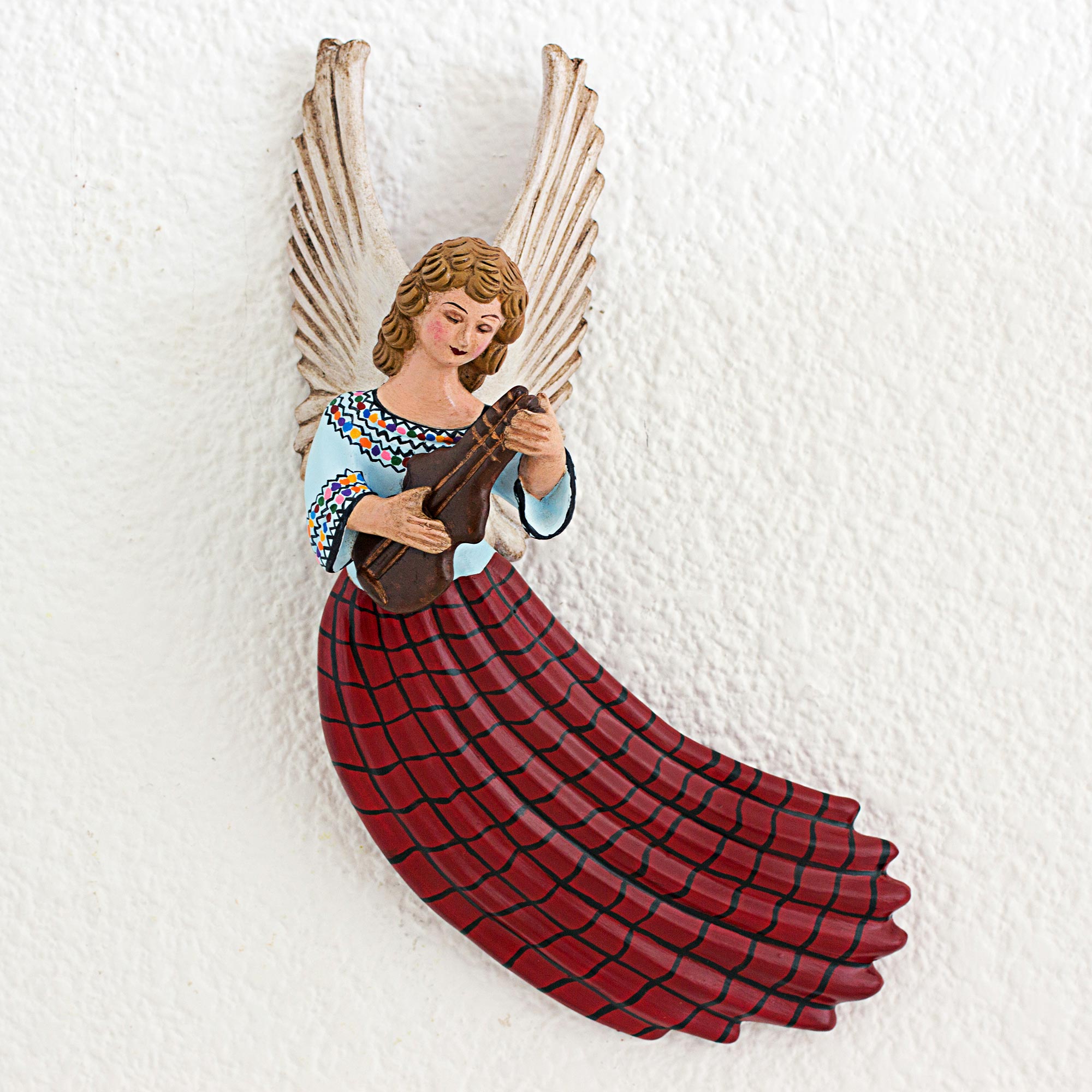 Premium Ceramic Angel Wall Sculpture - Handcrafted in Guatemala