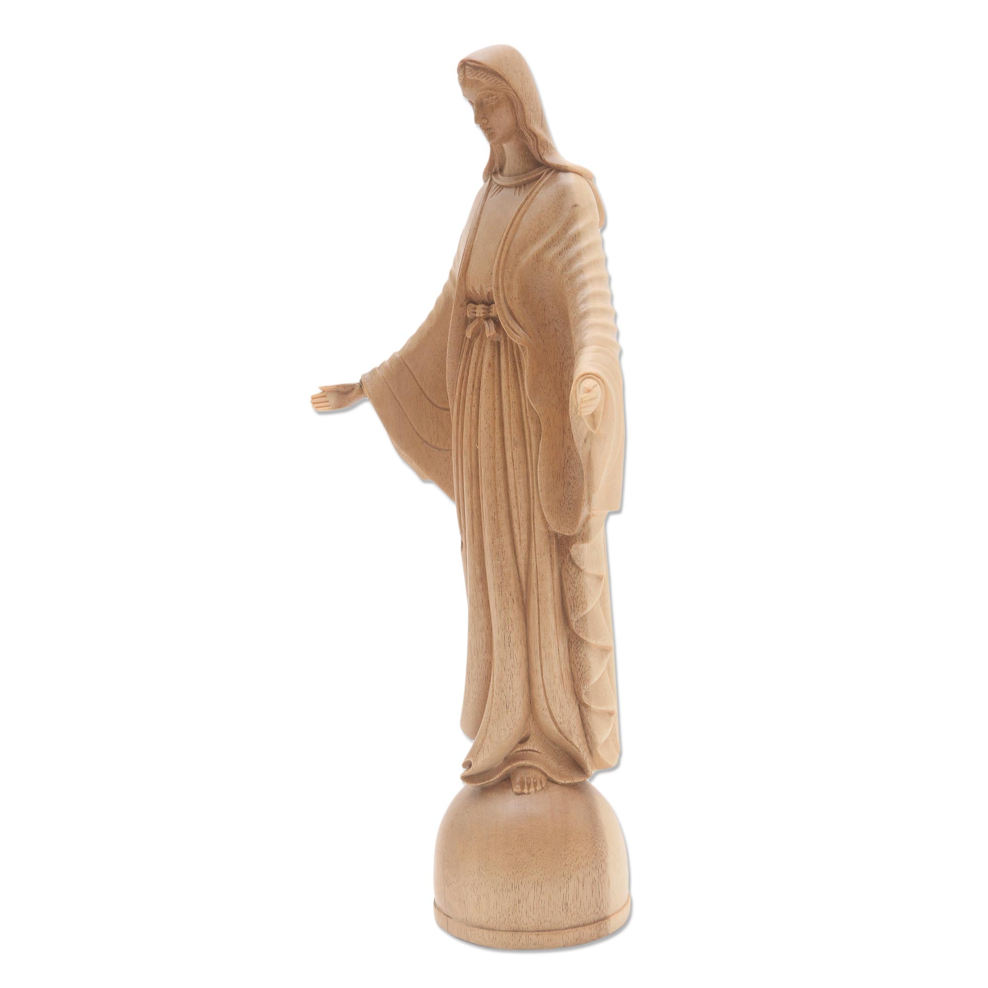 Premium Hand-Carved Acacia Wood Virgin Mary Statue - Ultimate Christian Art Piece