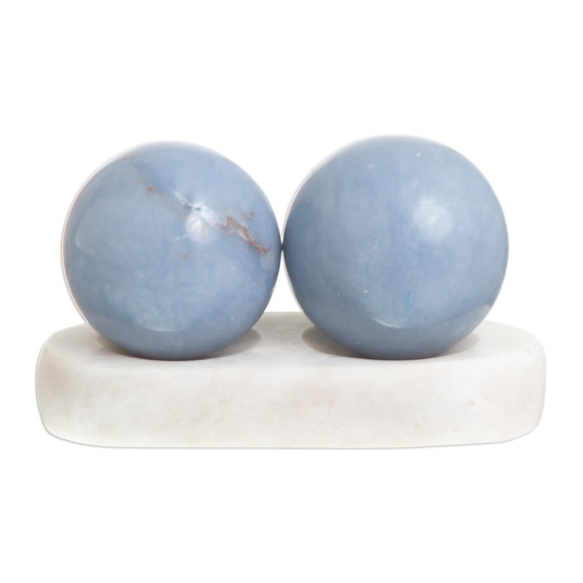 Premium Celestial Peace Set: 2 Handcrafted Celestite Spheres