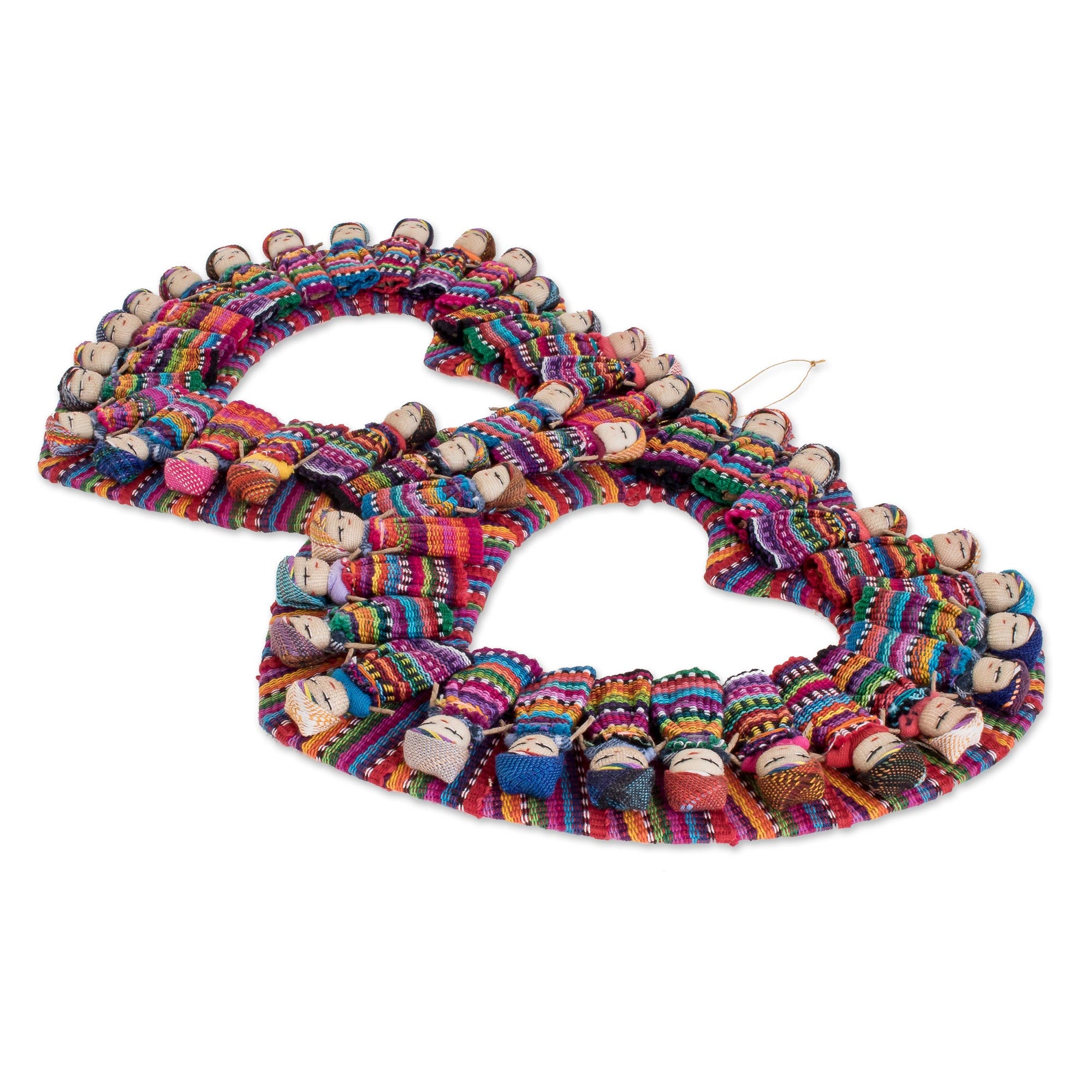 Premium Guatemalan Love Heart-Shaped Cotton Worry Doll Wall Art