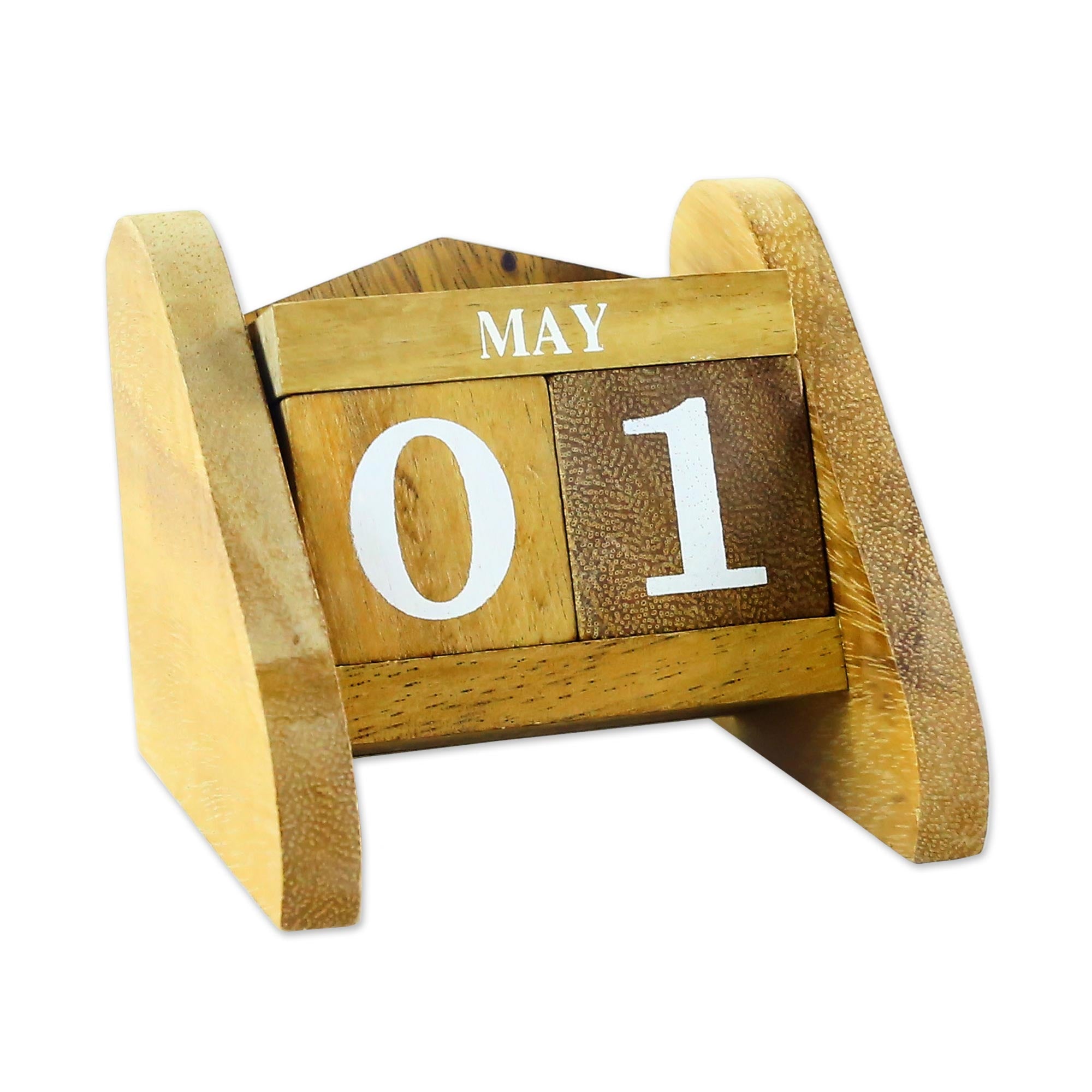 Premium Time Catcher Wooden Desk Calendar - Handcrafted Elegance