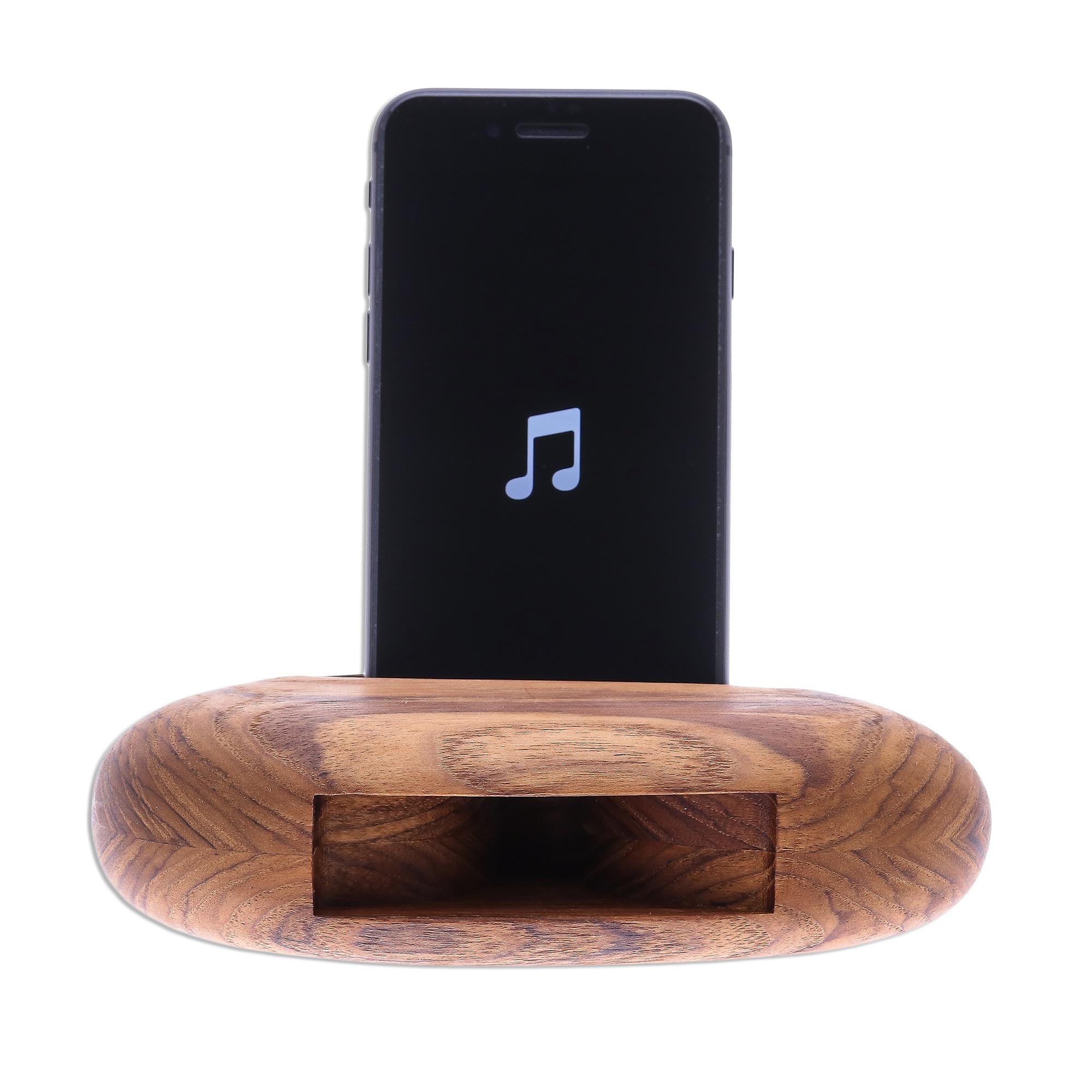Premium Teak Wood Egg-Shaped Phone Speaker – Handcrafted in Thailand