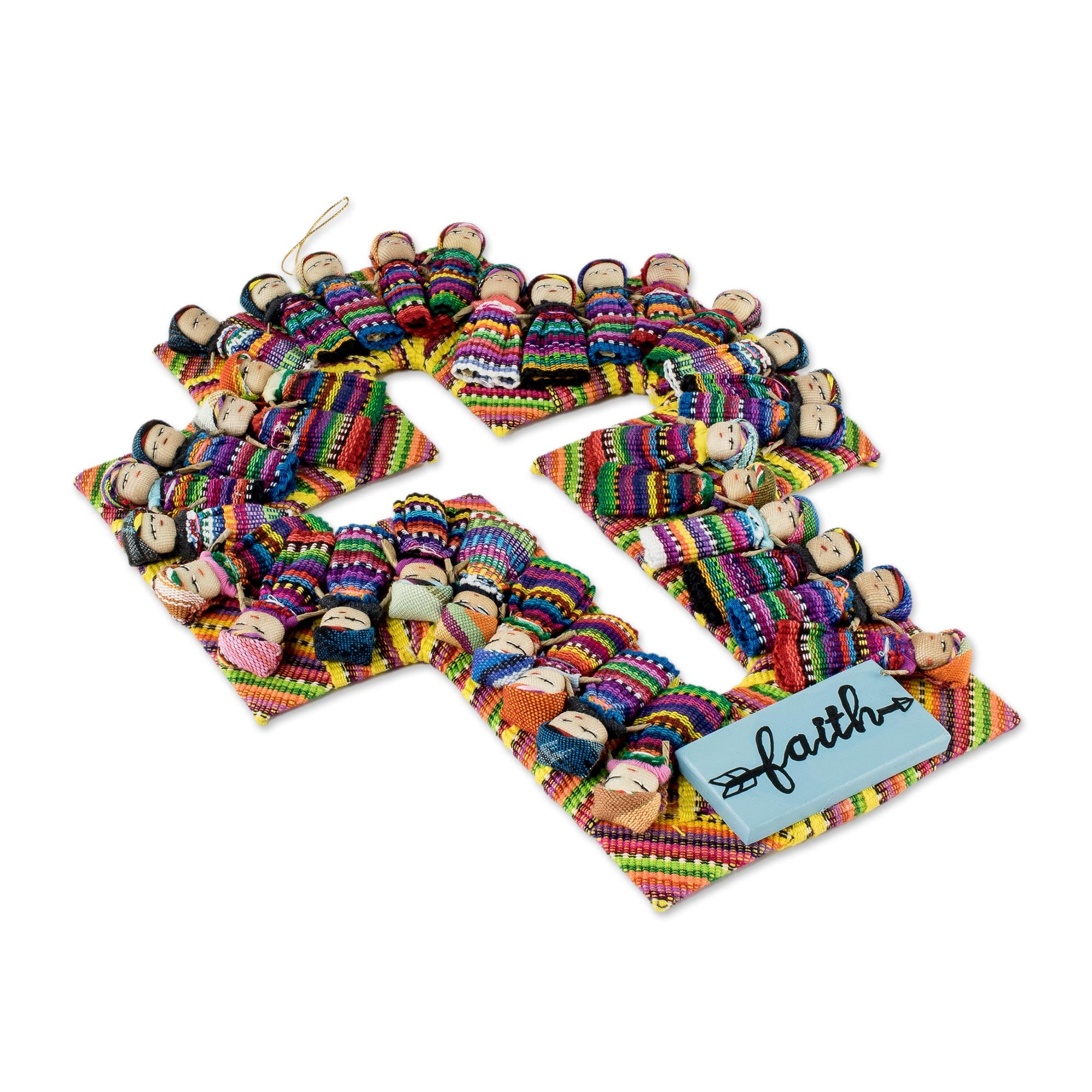 Premium Handmade Guatemalan Worry Doll Cross - Faith-Inspired Wall Art