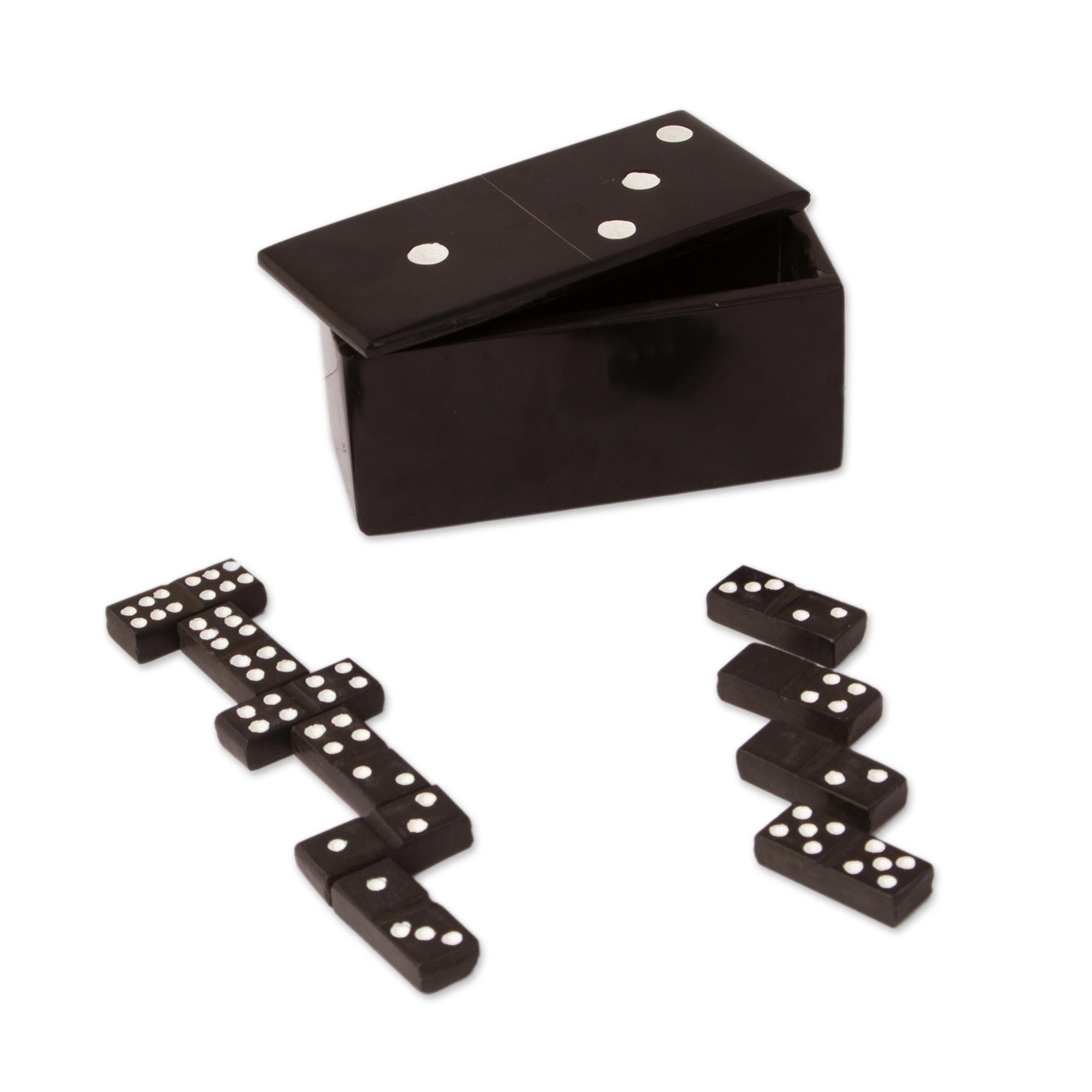 Premium Black Marble Domino Set - Handcrafted in Mexico