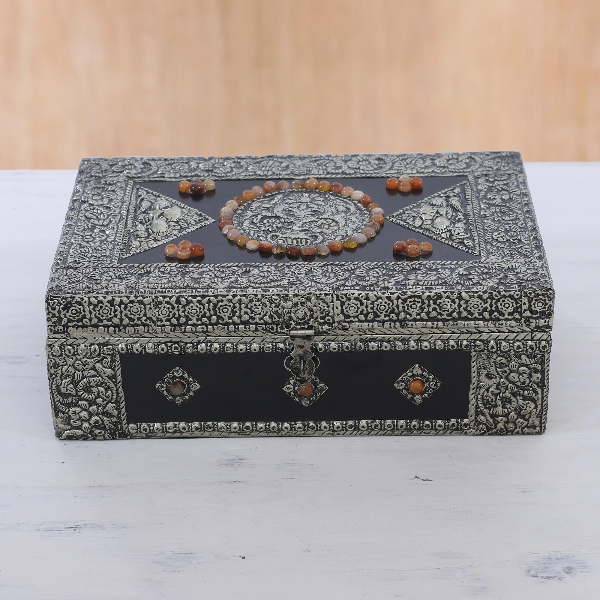 Premium Charisma Repousse Brass Jewelry Box - Ultimate Storage for Your Treasures
