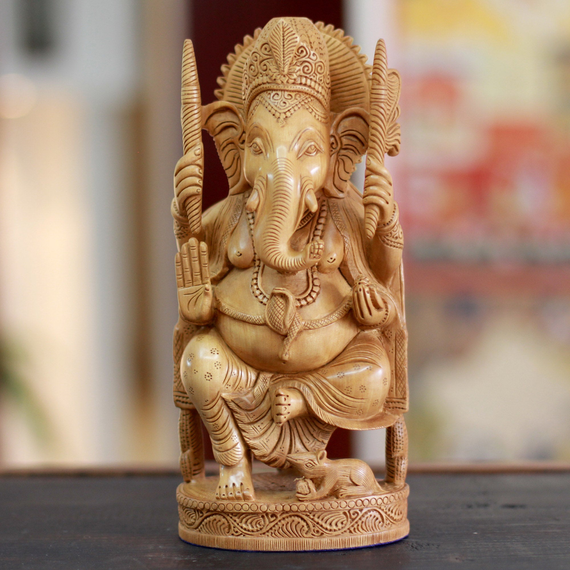 Premium Handcrafted Ganesha Wood Sculpture - Ultimate Home Decor
