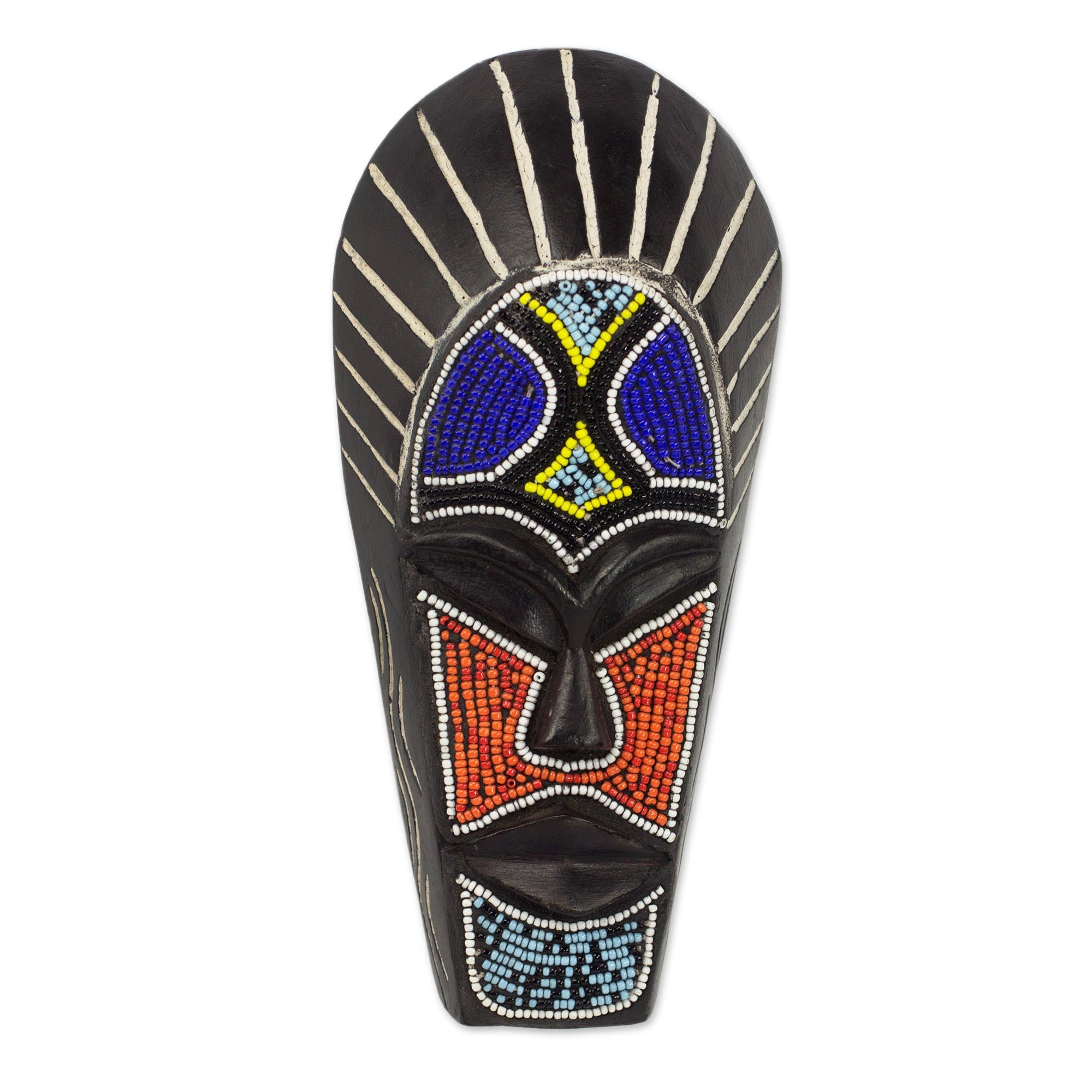 Premium Wangari Warrior African Mask – Handcrafted with Recycled Glass Beads