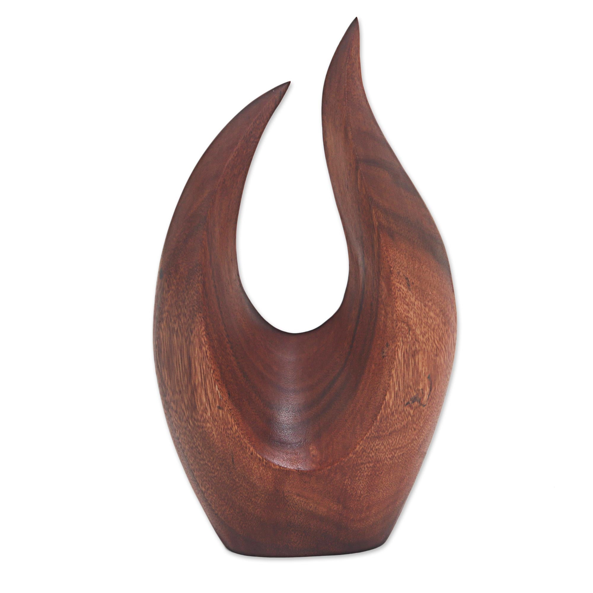 Premium Hand-Carved Suar Wood Fire Flames Sculpture - Ultimate Home Decor