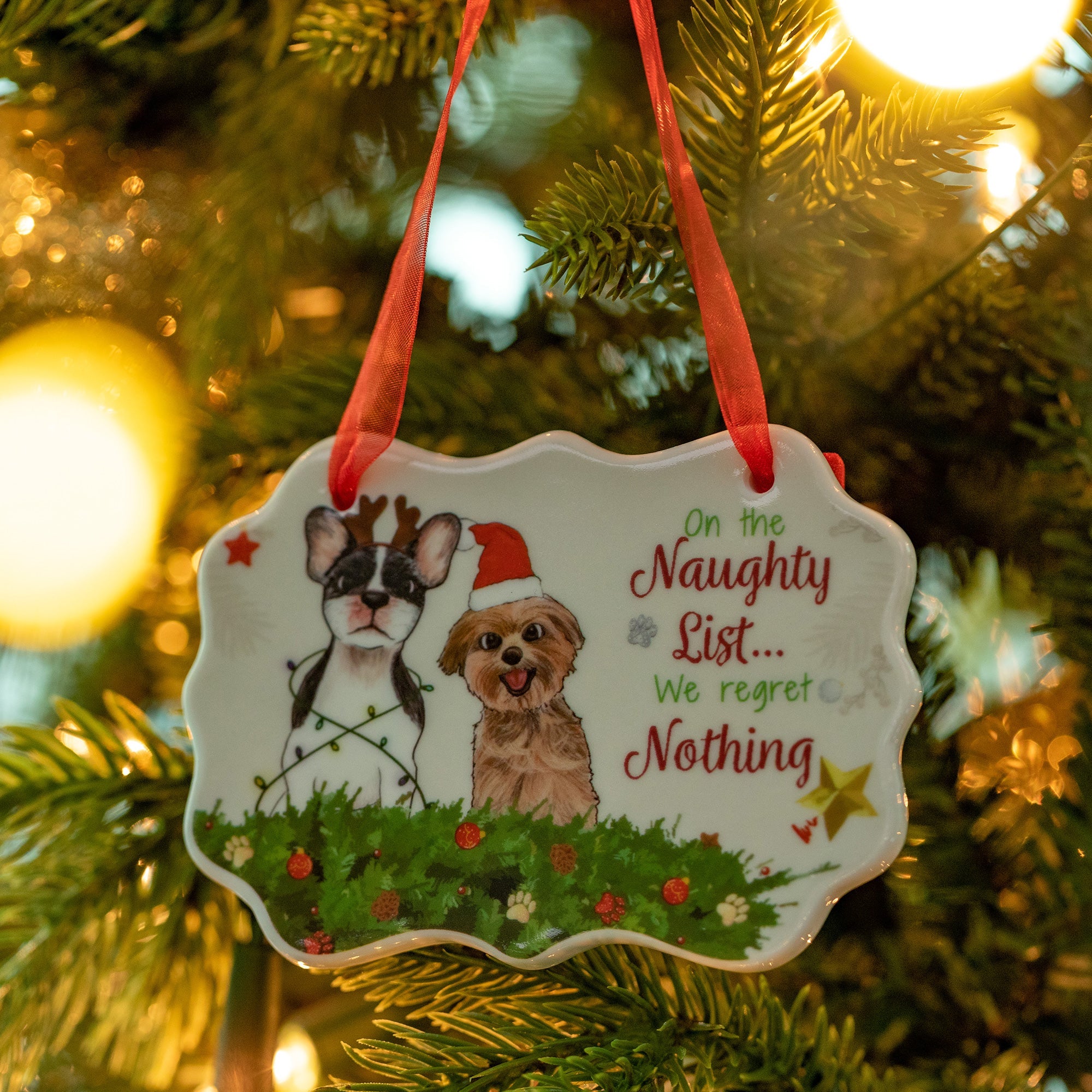 Premium Naughty List Christmas Ornament for Pet Lovers