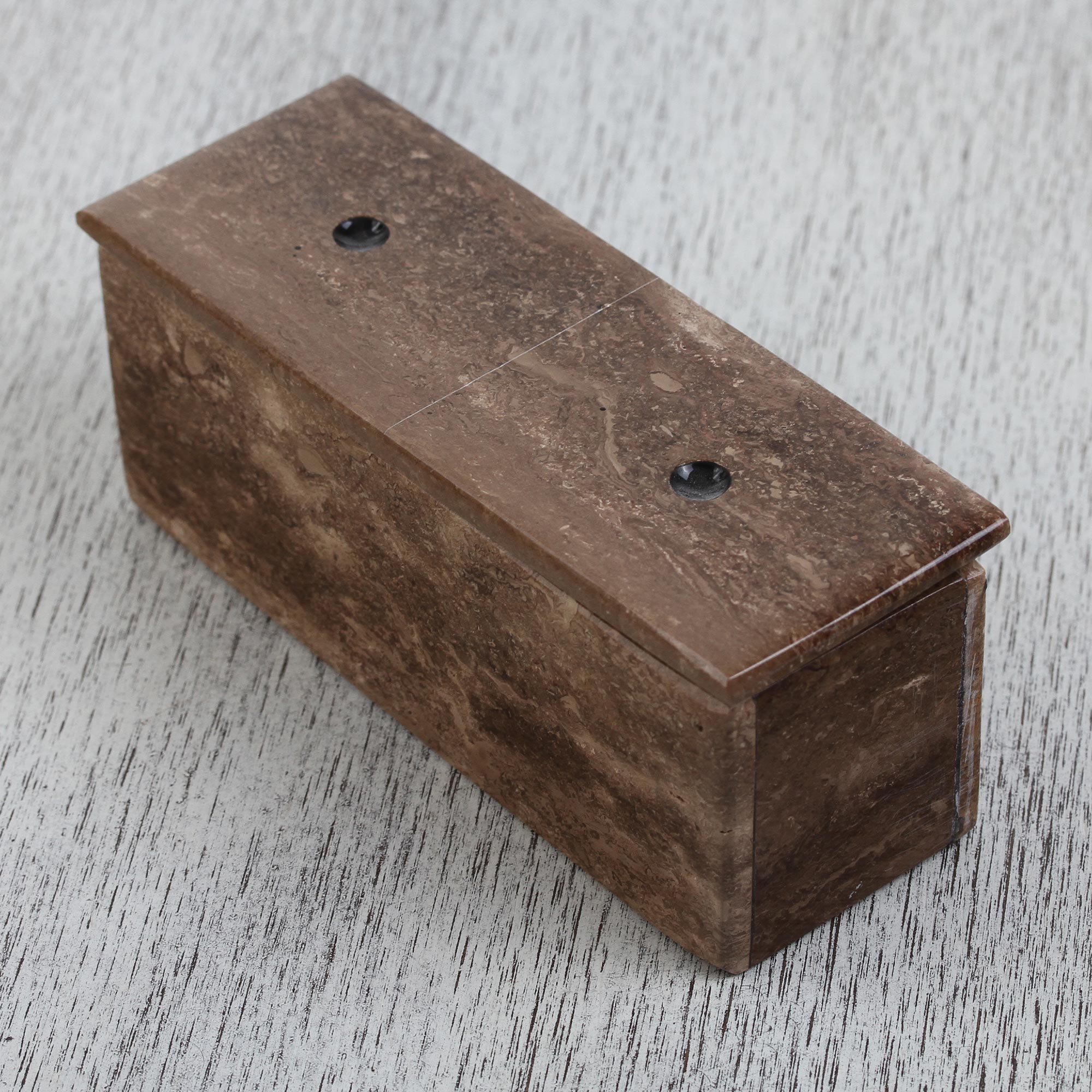 Premium Handcrafted Brown Marble Domino Set - Ultimate Game & Décor Piece from Mexico