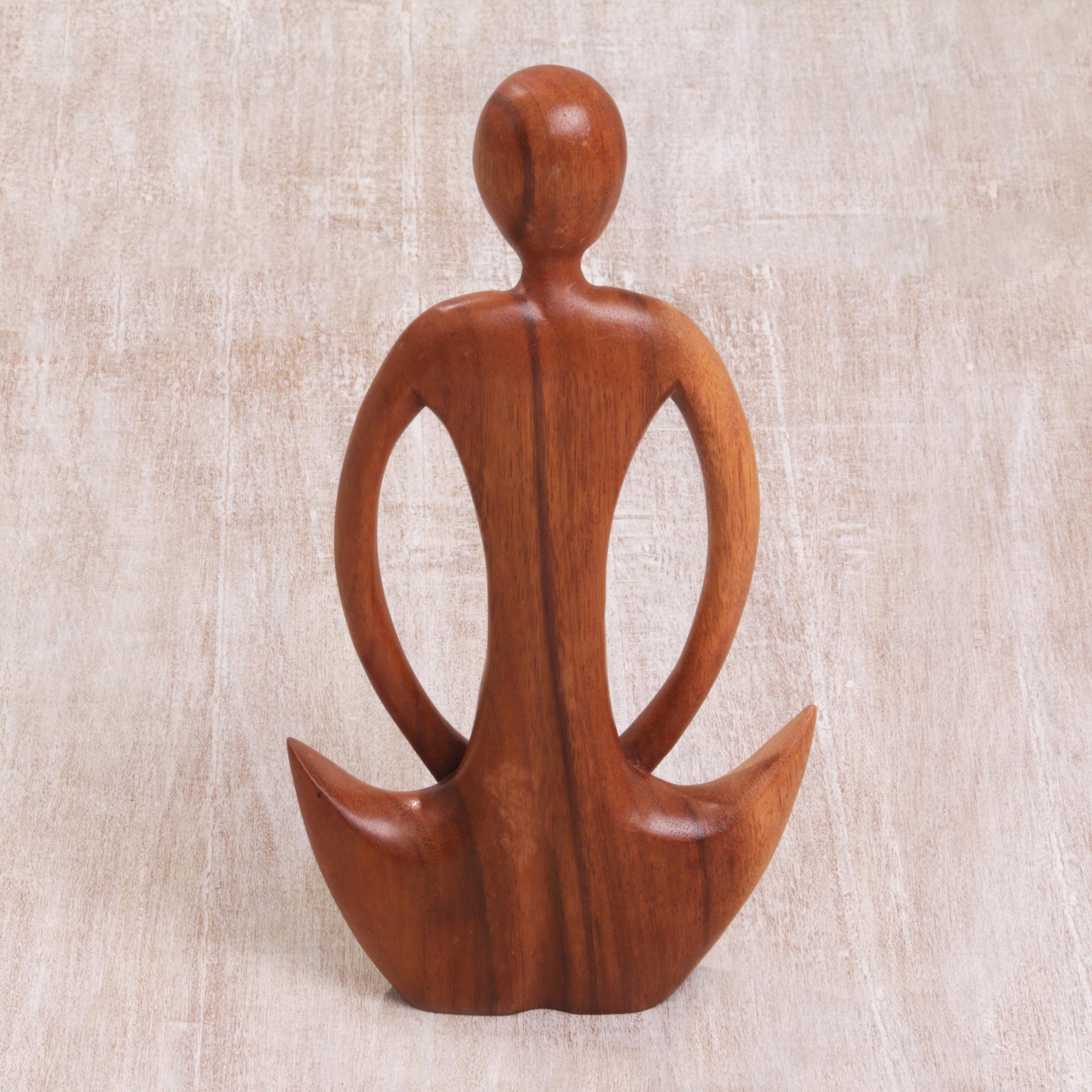Premium Maternal Meditation Sculpture - Handcrafted Suar Wood Art from Bali