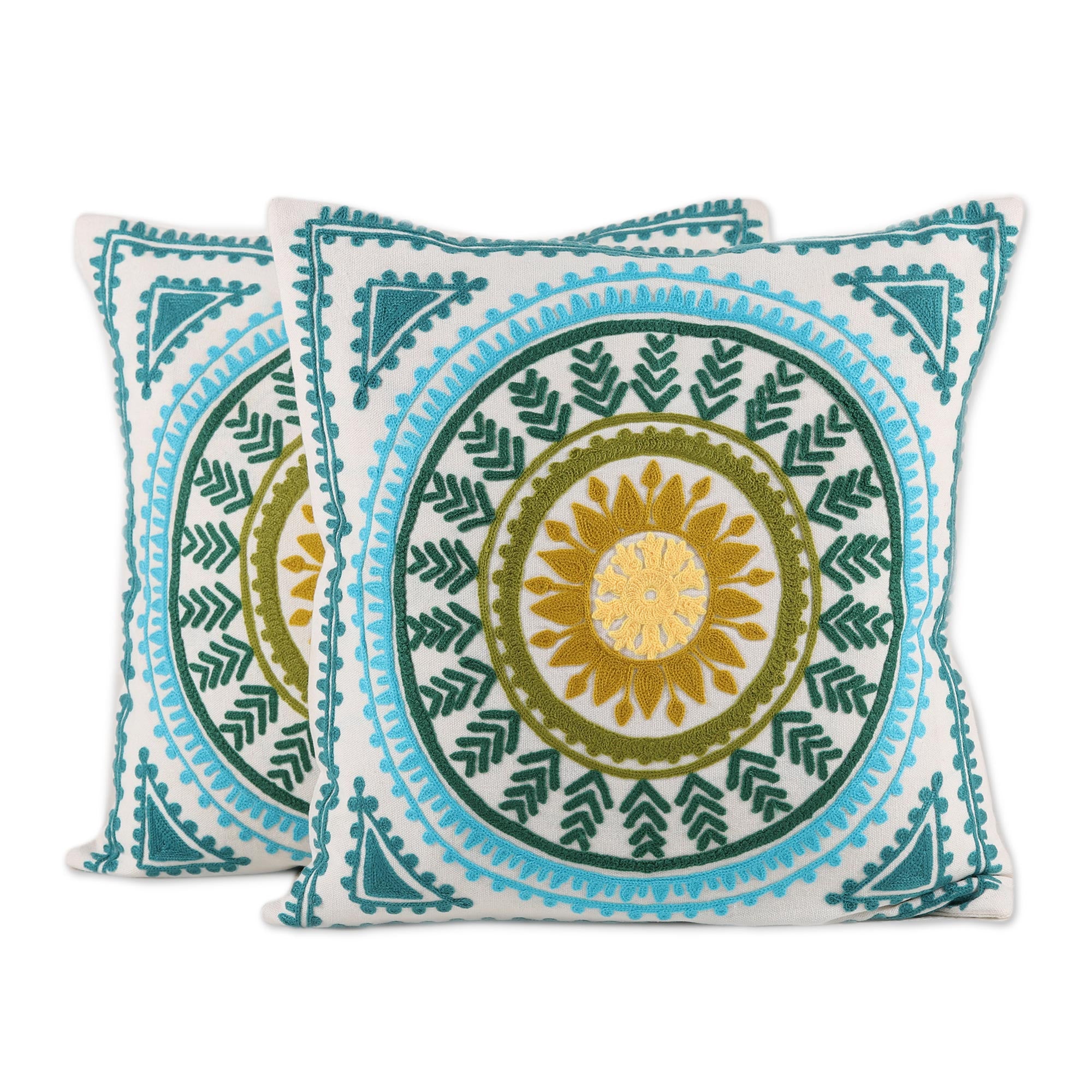 Premium Mandala Glory Embroidered Cotton Cushion Covers (Set of 2)