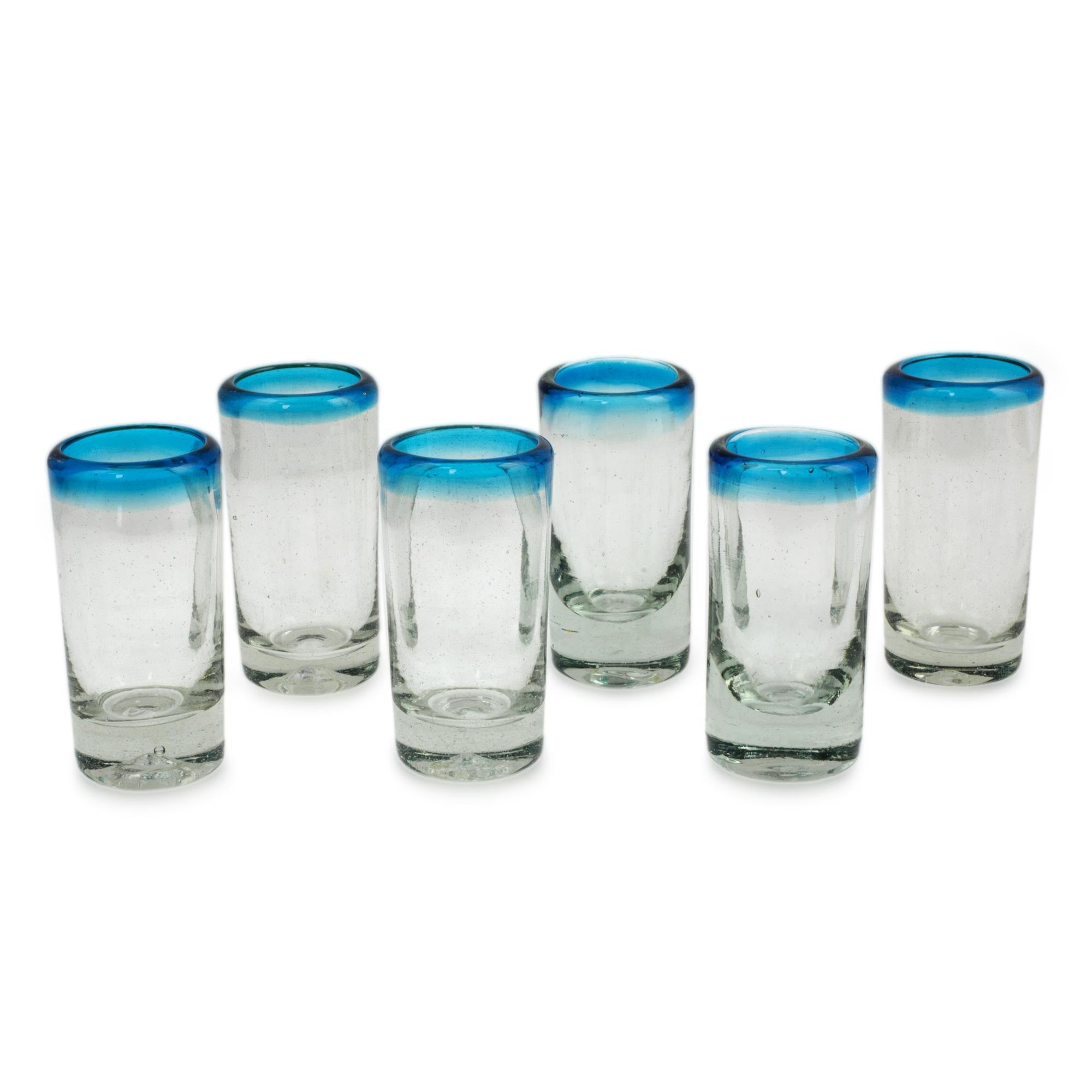 Premium Aquamarine Hand-Blown Tequila Shot Glasses Set of 6 - Ultimate Party Upgrade